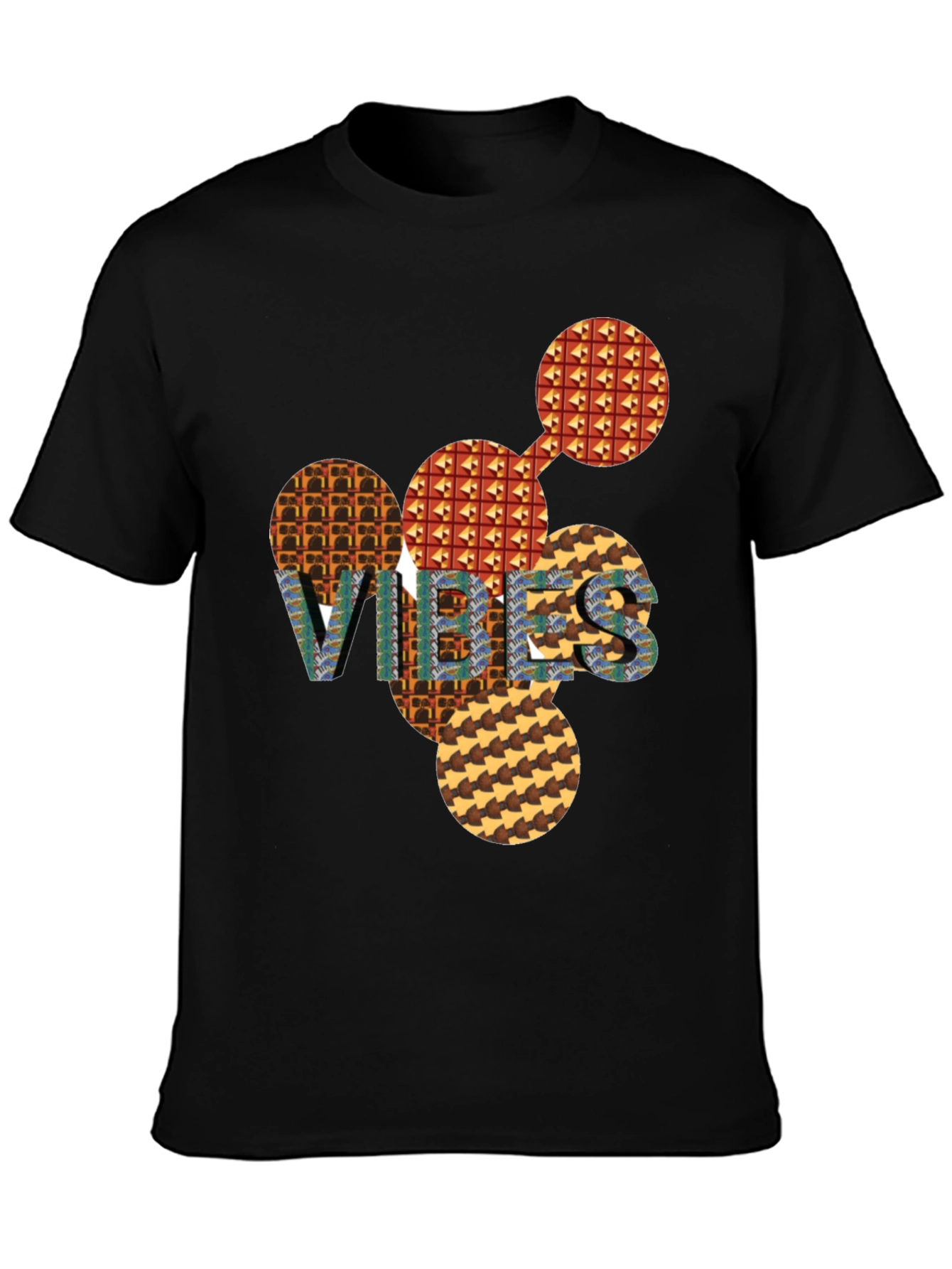 Abstract Patterned VIBES Graphic Tee
