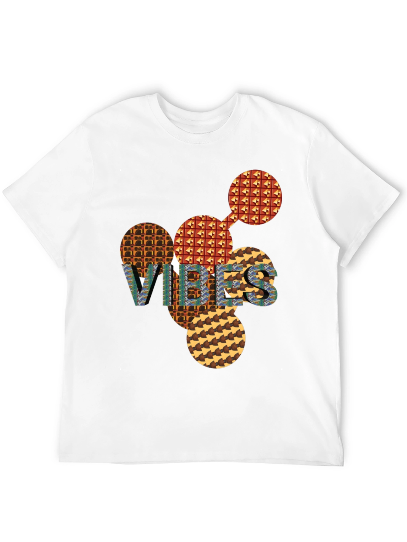 Abstract Patterned VIBES Graphic Tee