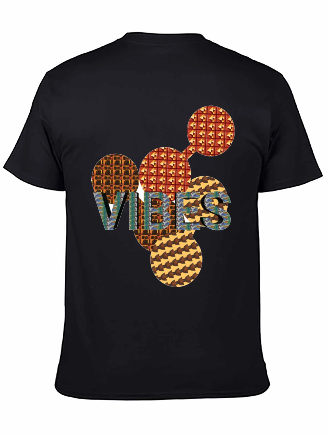 Abstract Patterned VIBES Graphic Tee