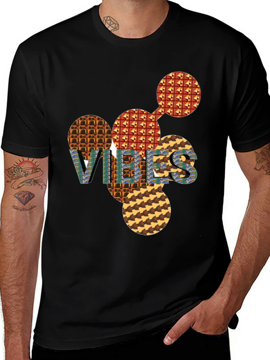 Abstract Patterned VIBES Graphic Tee
