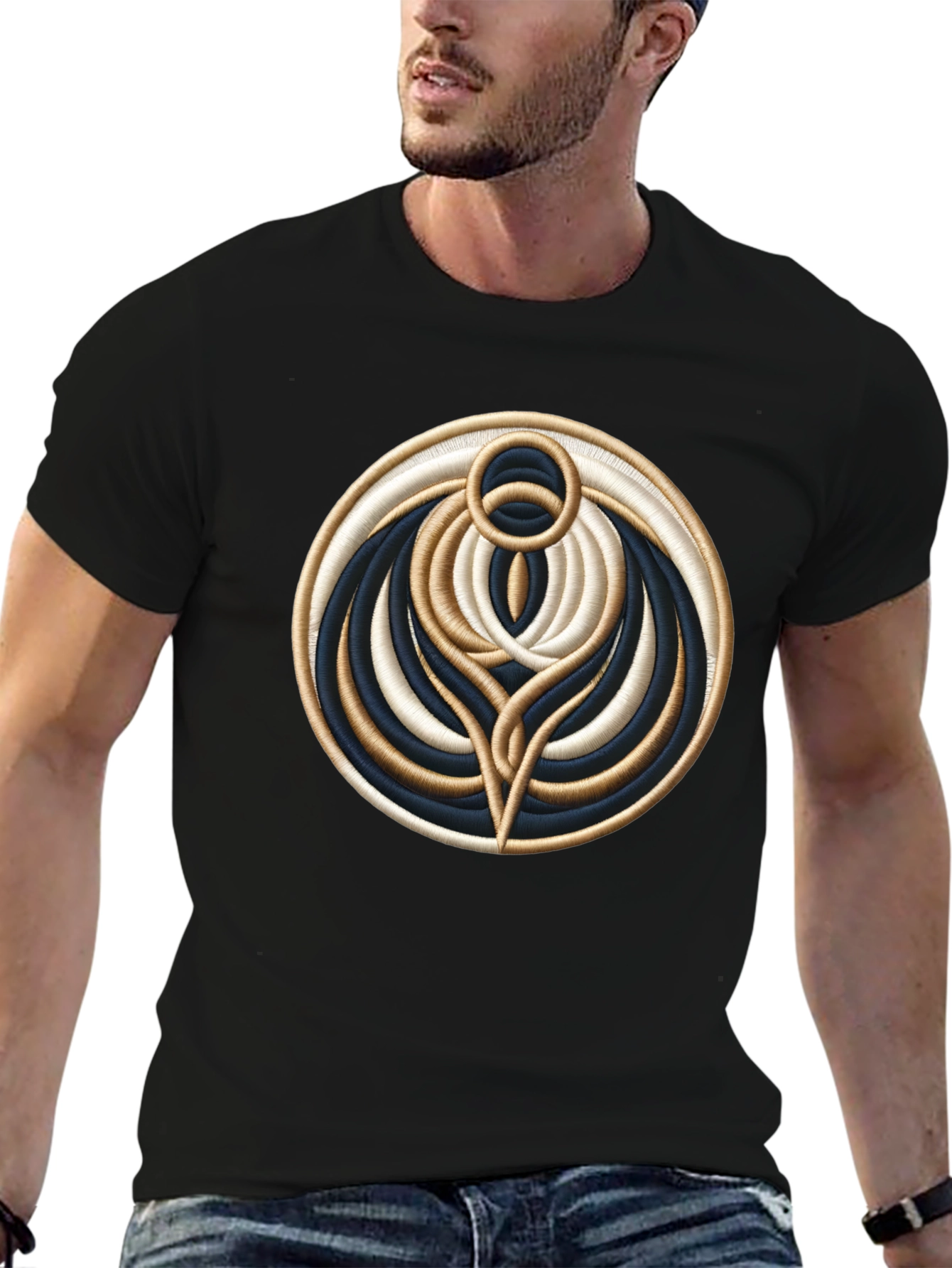 Abstract Embroidered Graphic T-Shirt