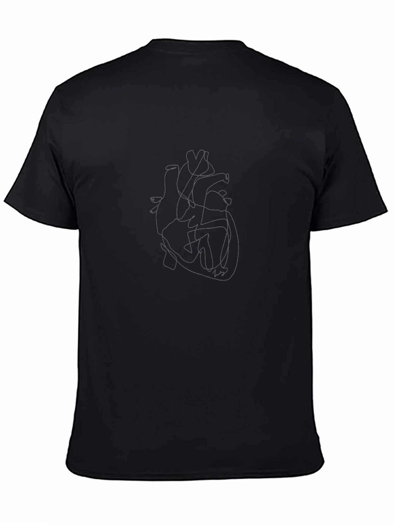 Anatomical Heart Outline Black T-Shirt