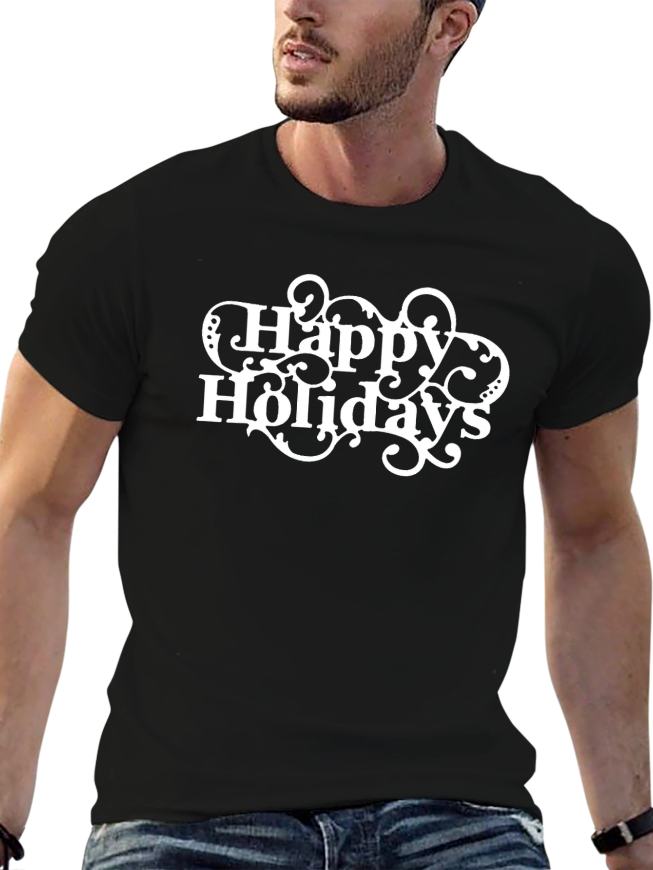 Happy Holidays Graphic Tee - Black