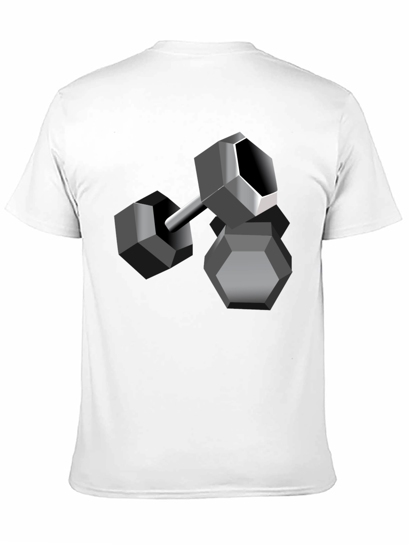 Geometric Dumbbell Graphic Tee - Black Cotton Blend
