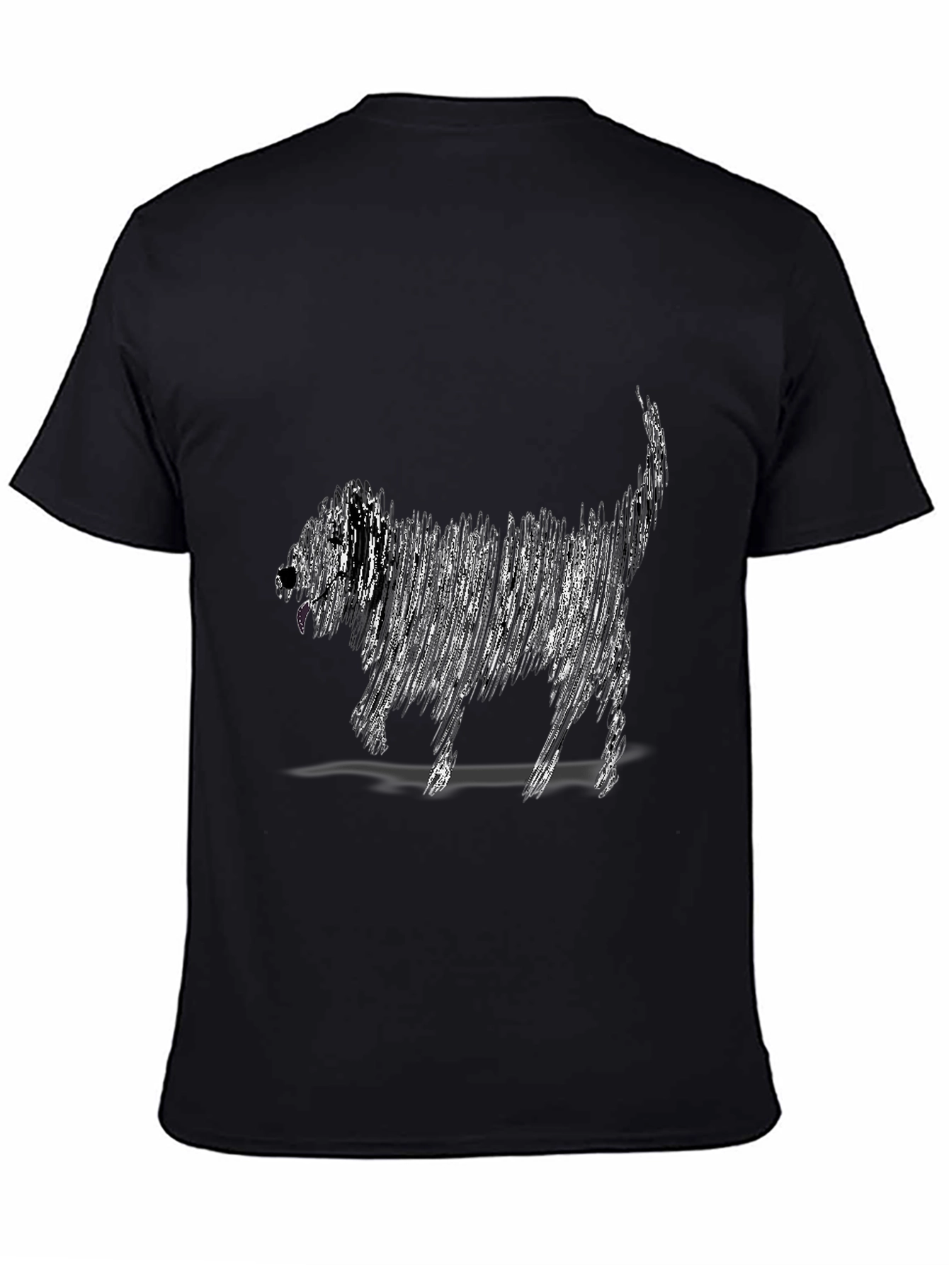 Abstract Dog Graphic Tee - Black Cotton T-Shirt
