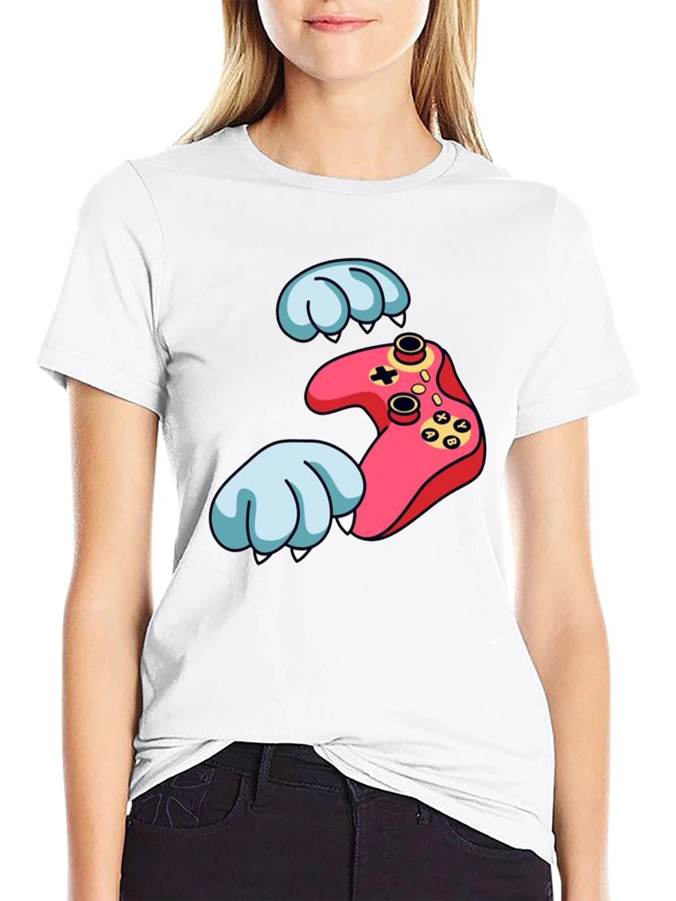 Gamer Paw Controller Graphic Black T-Shirt