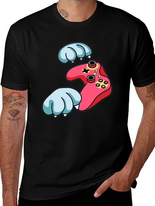 Gamer Paw Controller Graphic Black T-Shirt