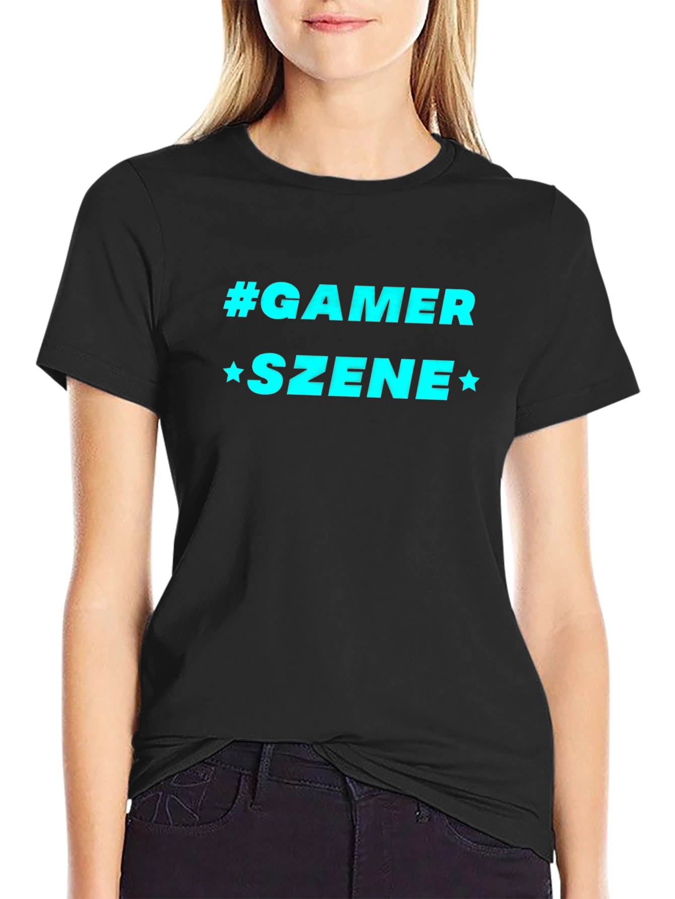 Gamer Szene Graphic Tee - Black Cotton Blend T-Shirt