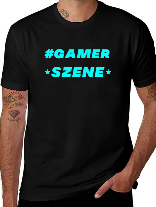 Gamer Szene Graphic Tee - Black Cotton Blend T-Shirt
