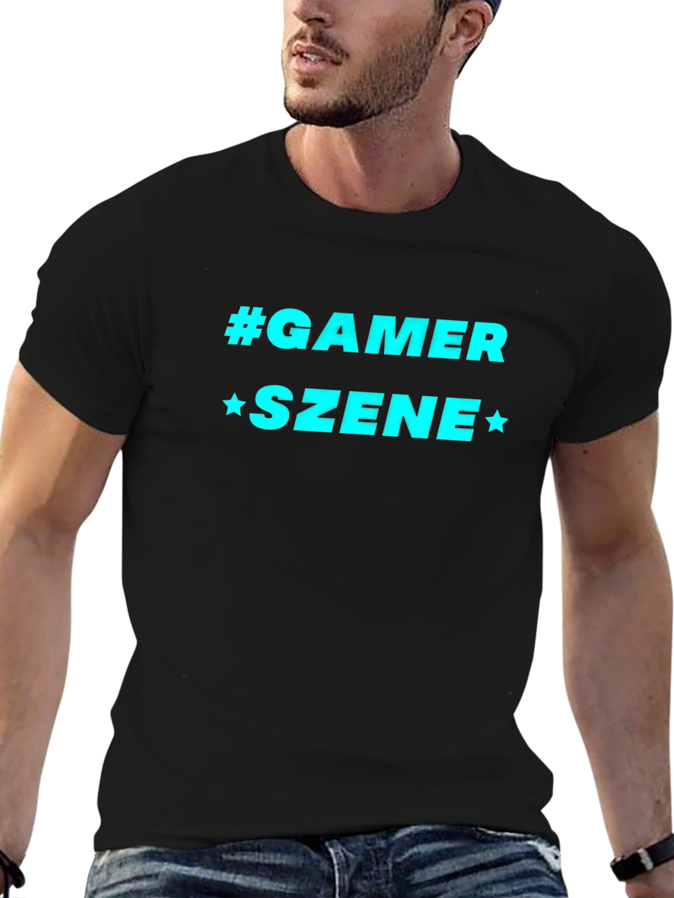 Gamer Szene Graphic Tee - Black Cotton Blend T-Shirt