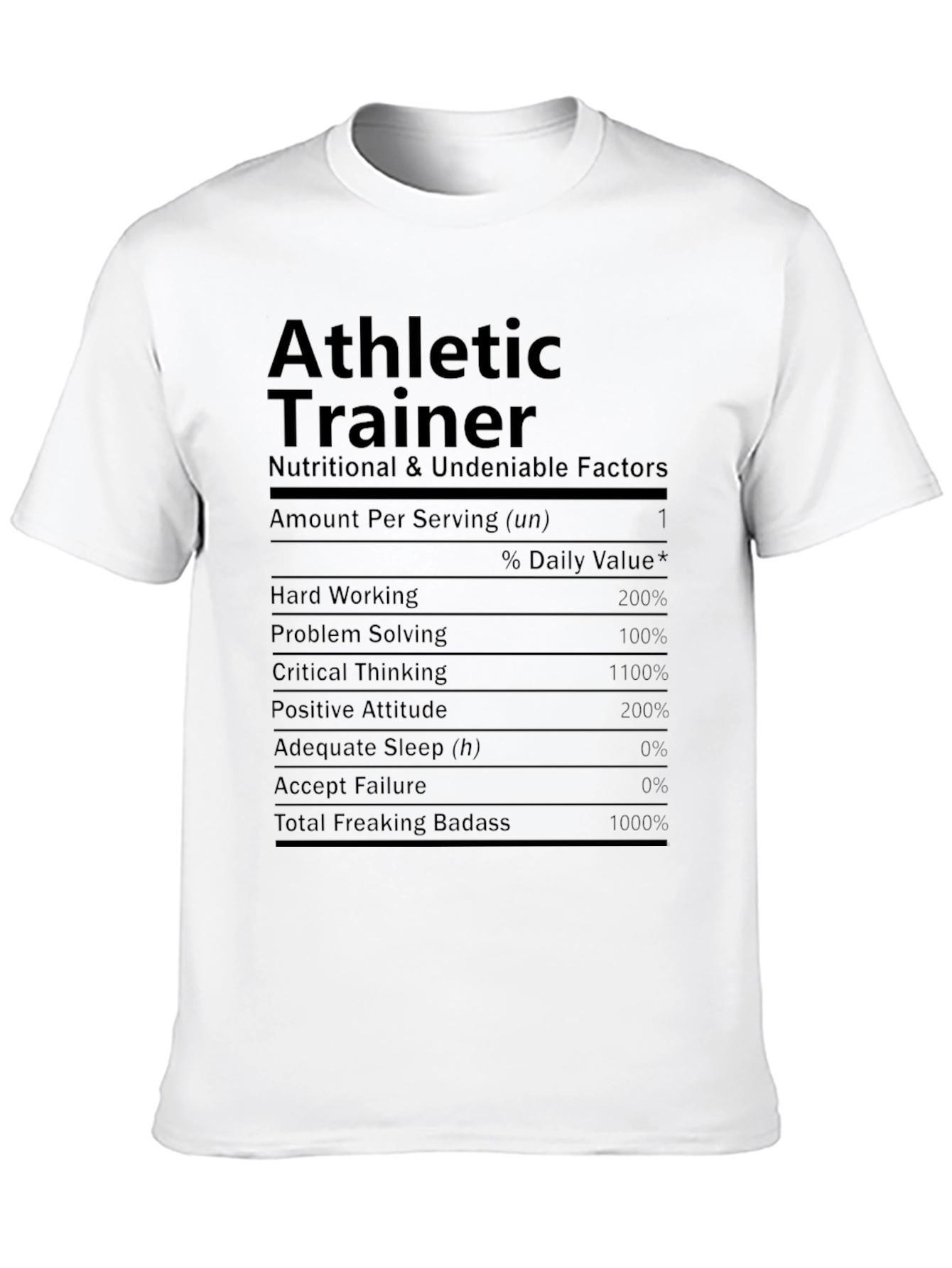 Athletic Trainer Nutrition Facts Black T-Shirt