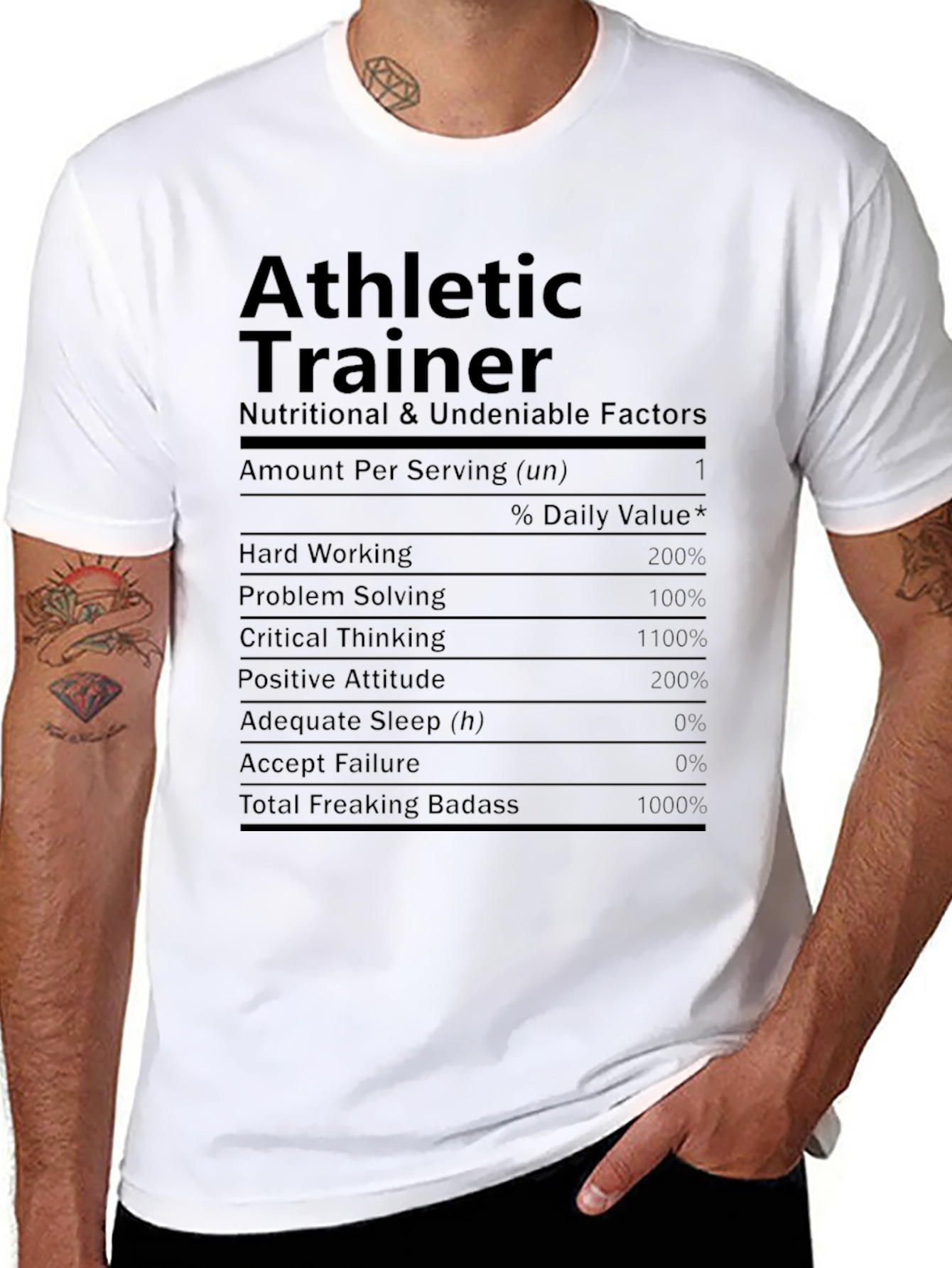 Athletic Trainer Nutrition Facts Black T-Shirt