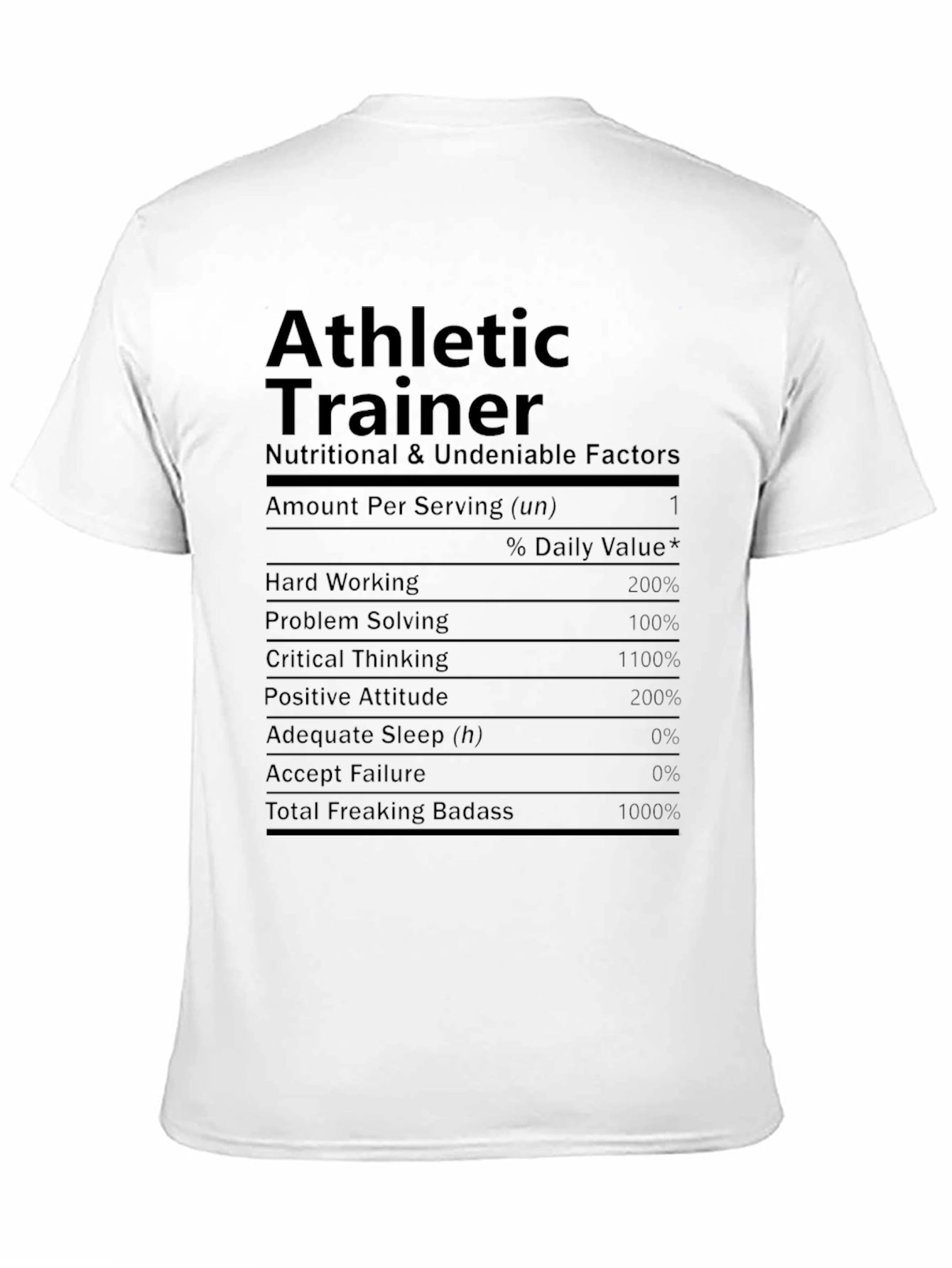 Athletic Trainer Nutrition Facts Black T-Shirt
