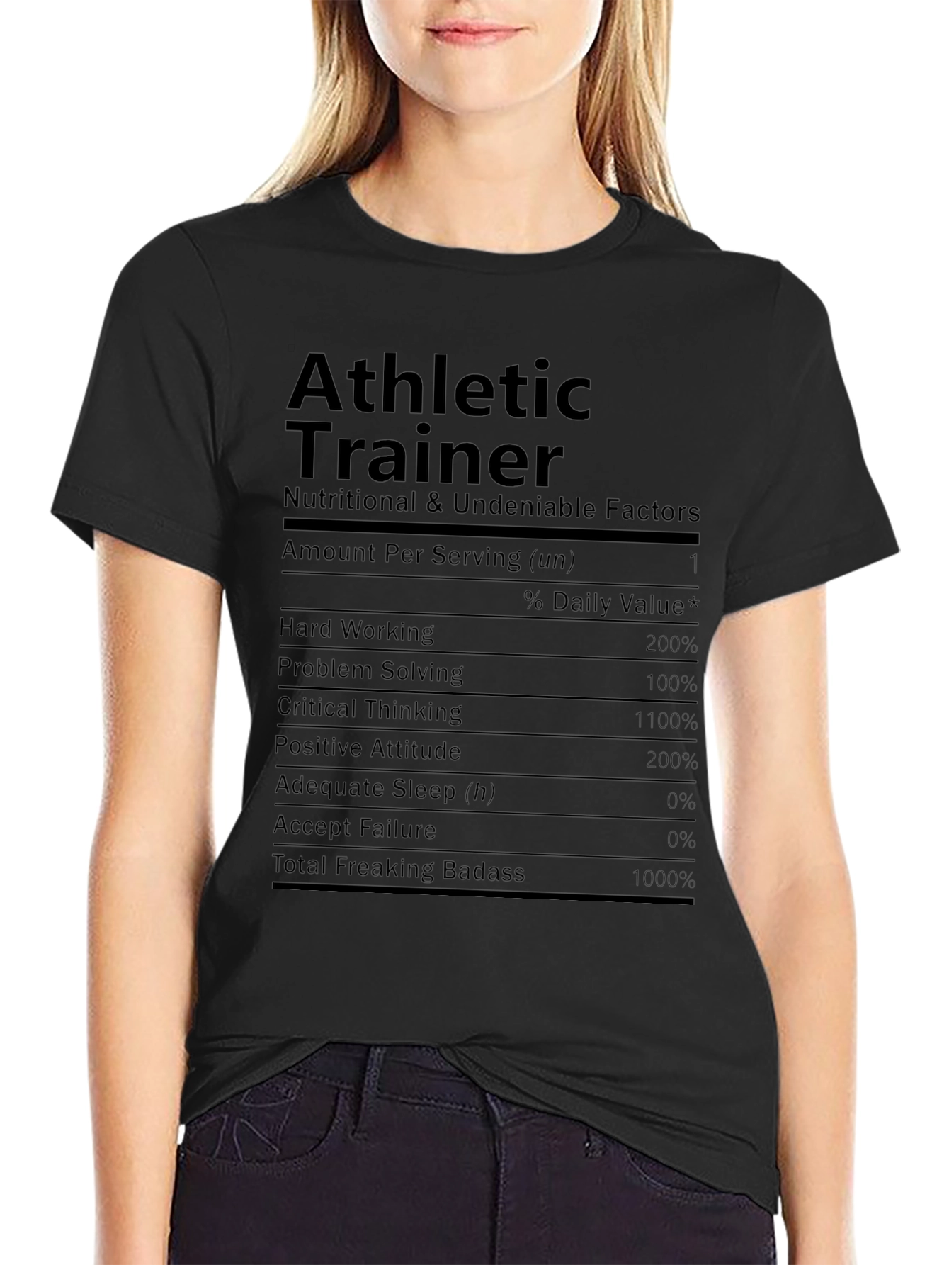 Athletic Trainer Nutrition Facts Black T-Shirt