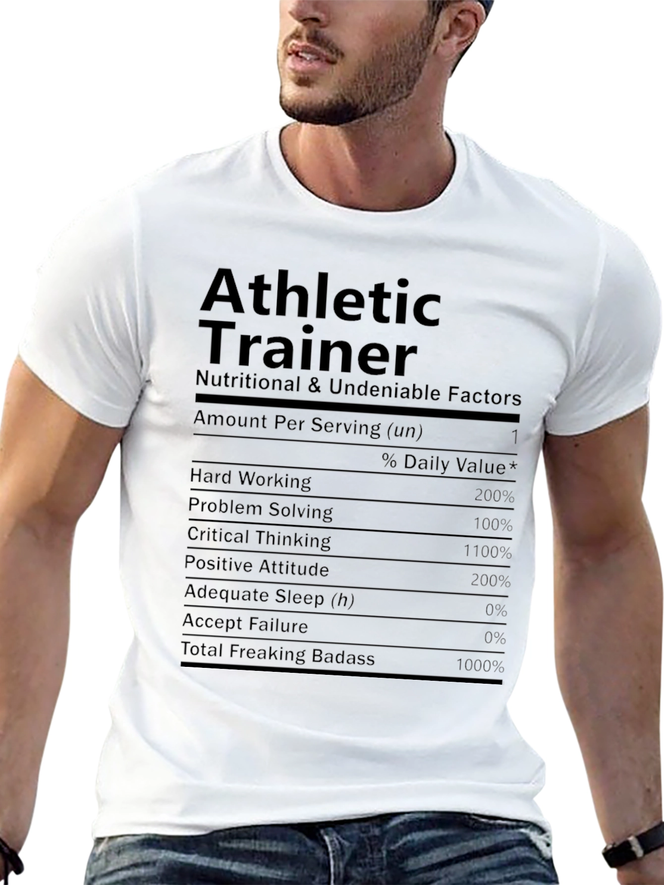 Athletic Trainer Nutrition Facts Black T-Shirt
