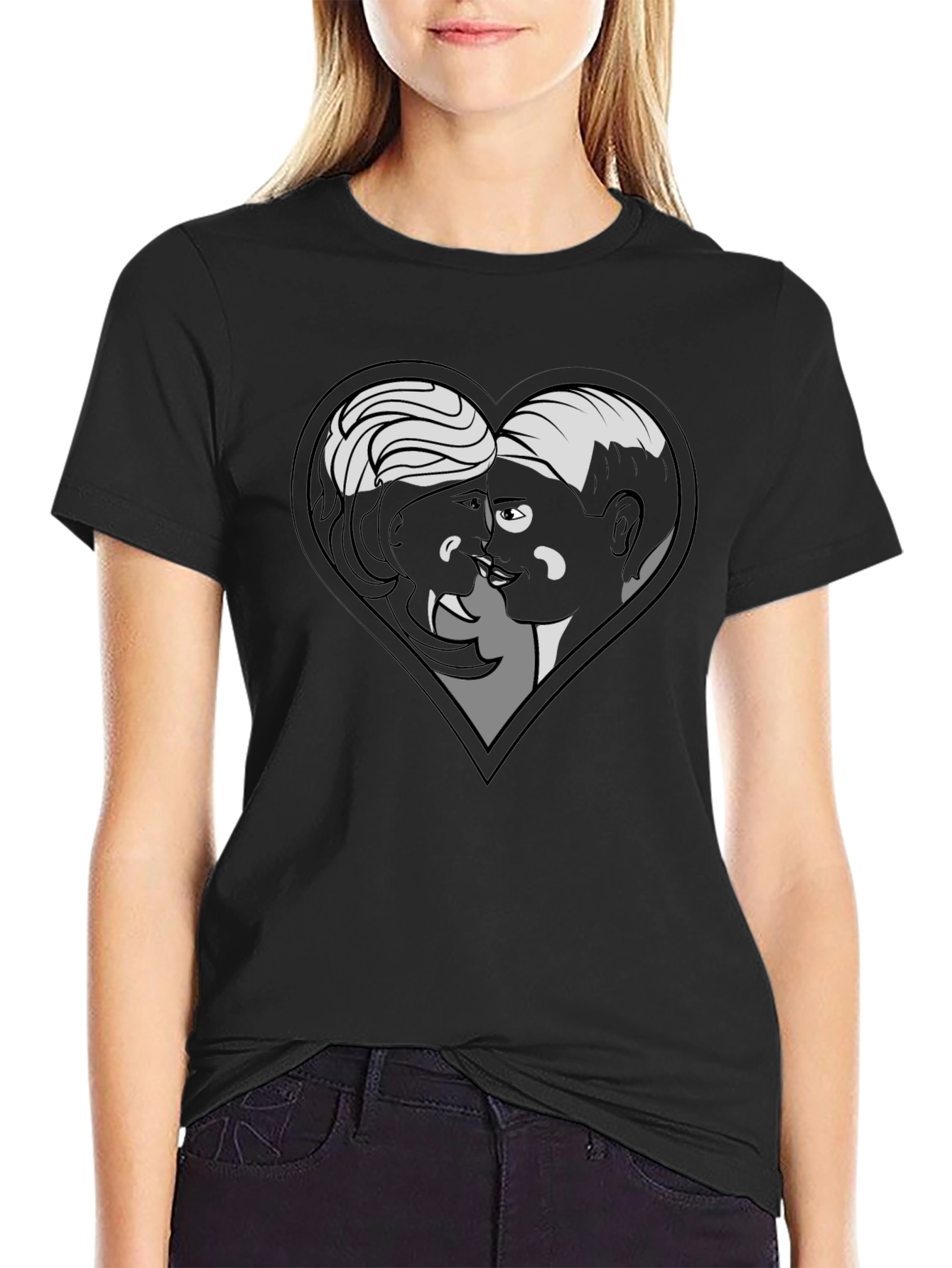 Heart Graphic Tee - Black Cotton Blend