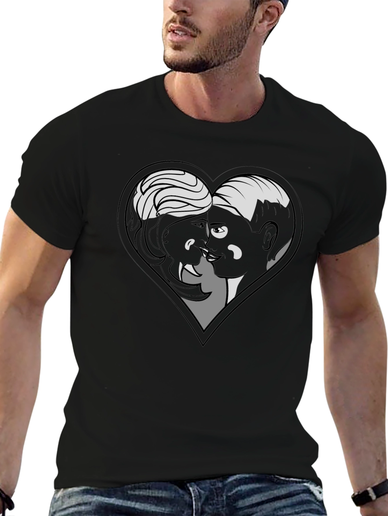 Heart Graphic Tee - Black Cotton Blend