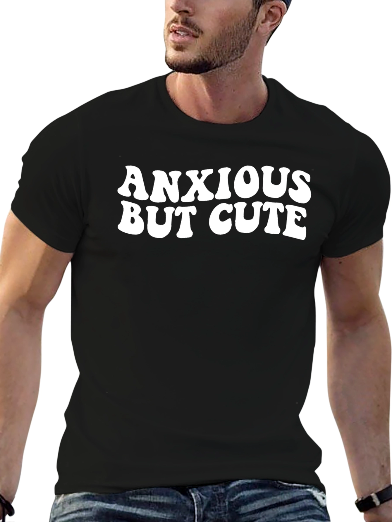 Anxious But Cute Black Graphic Tee