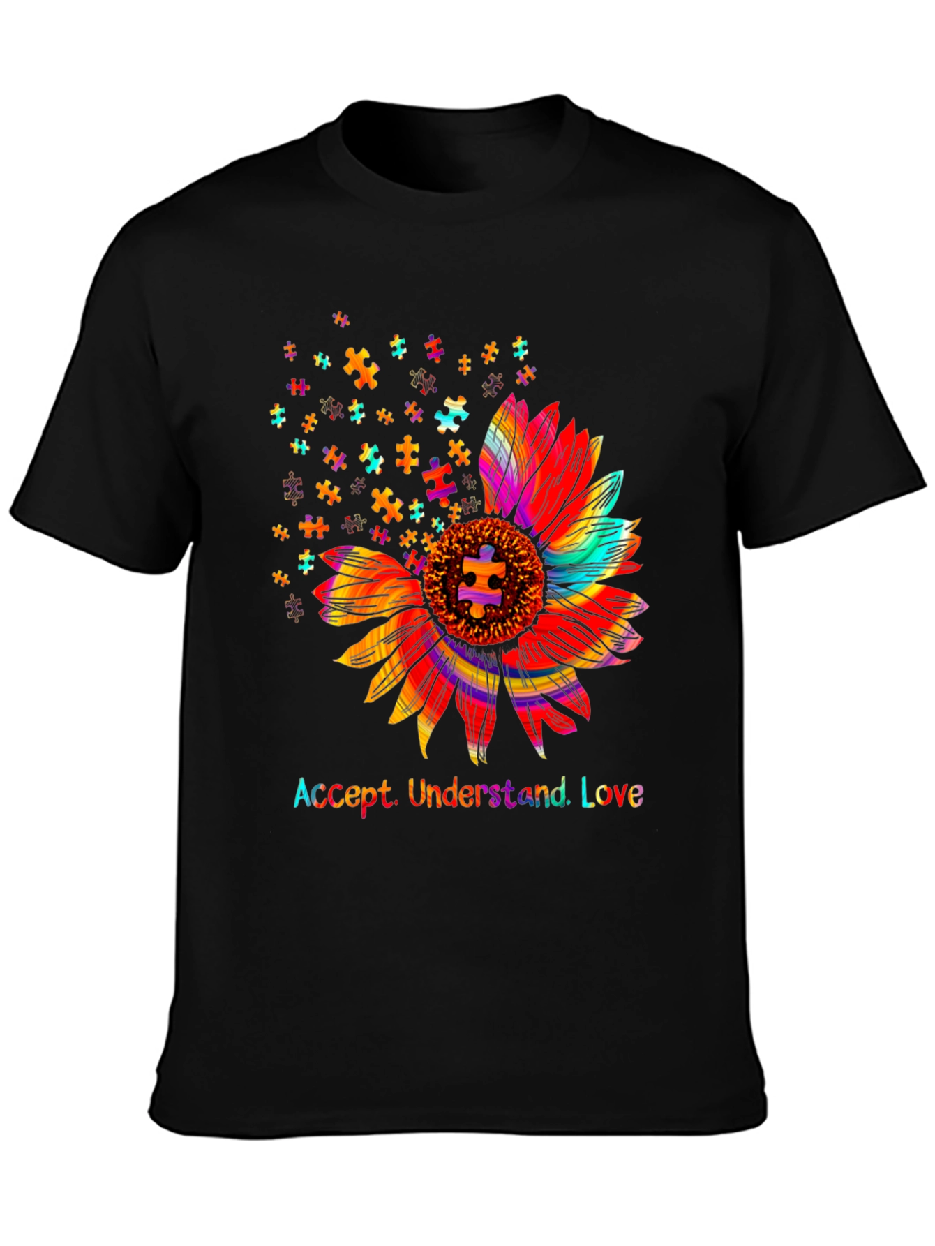 Autism Awareness Sunflower T-Shirt: Accept Understand Love