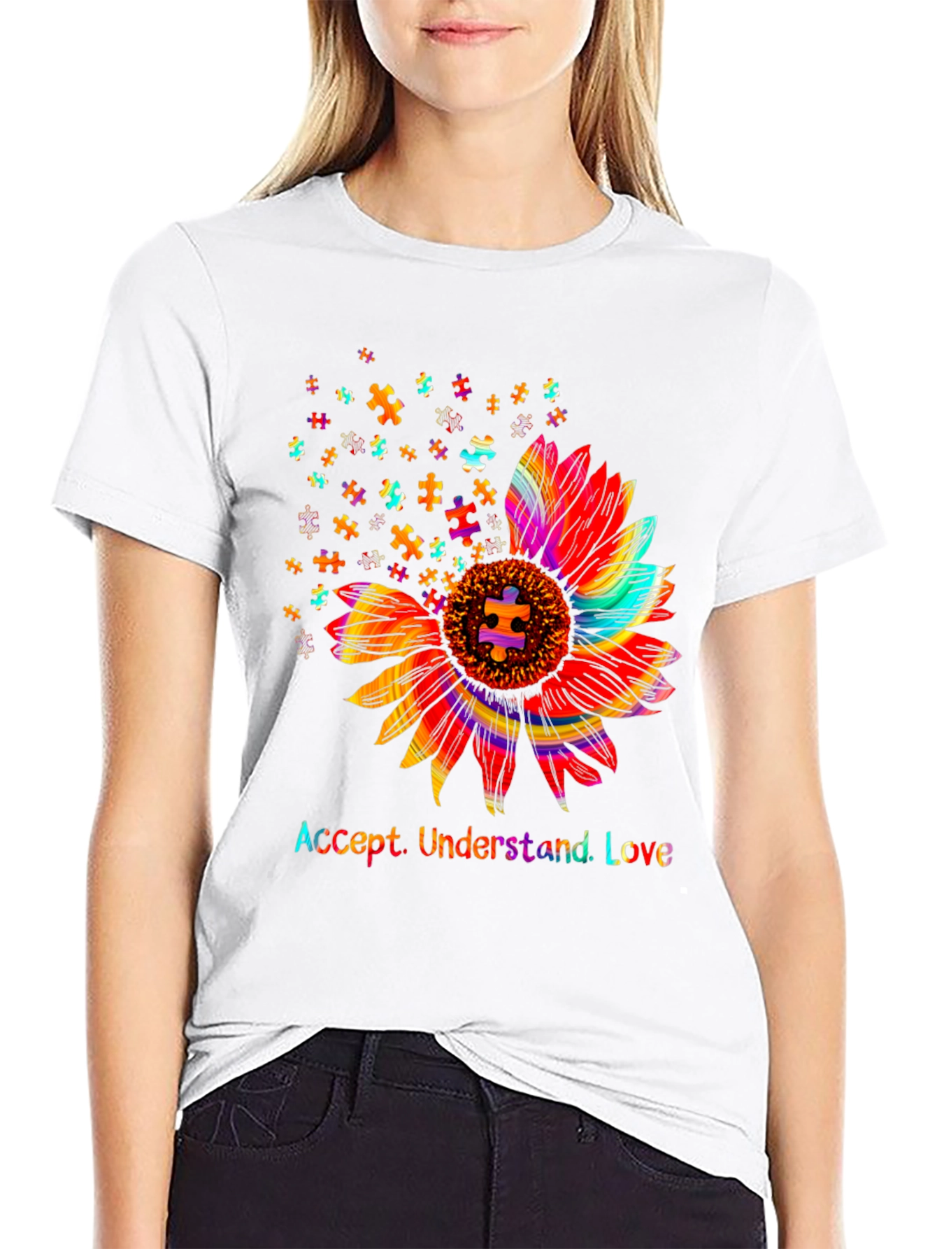 Autism Awareness Sunflower T-Shirt: Accept Understand Love