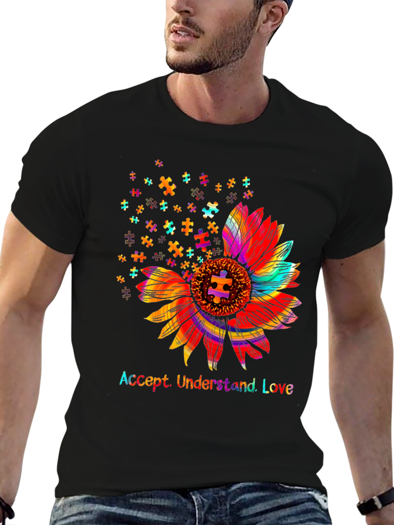 Autism Awareness Sunflower T-Shirt: Accept Understand Love