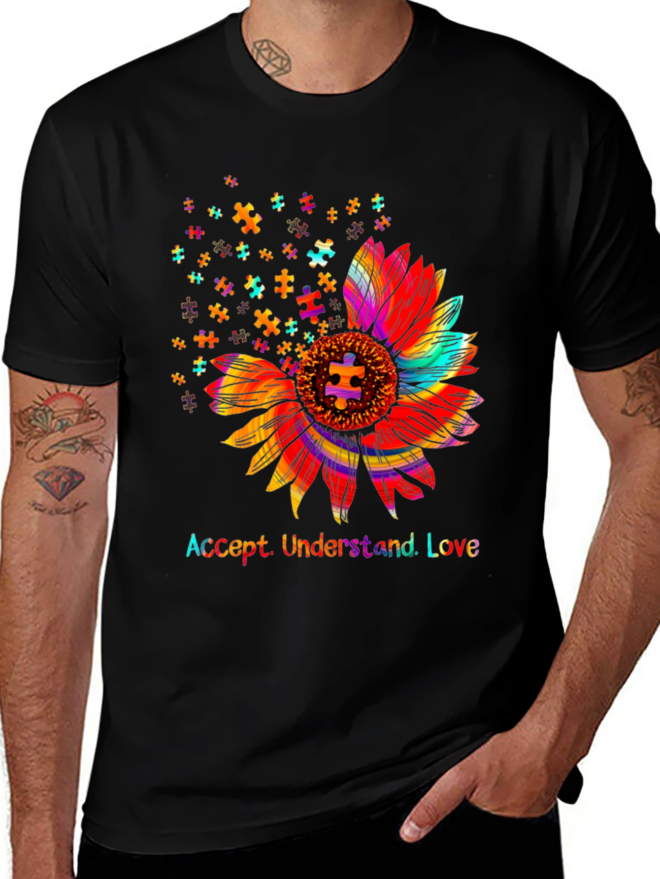 Autism Awareness Sunflower T-Shirt: Accept Understand Love