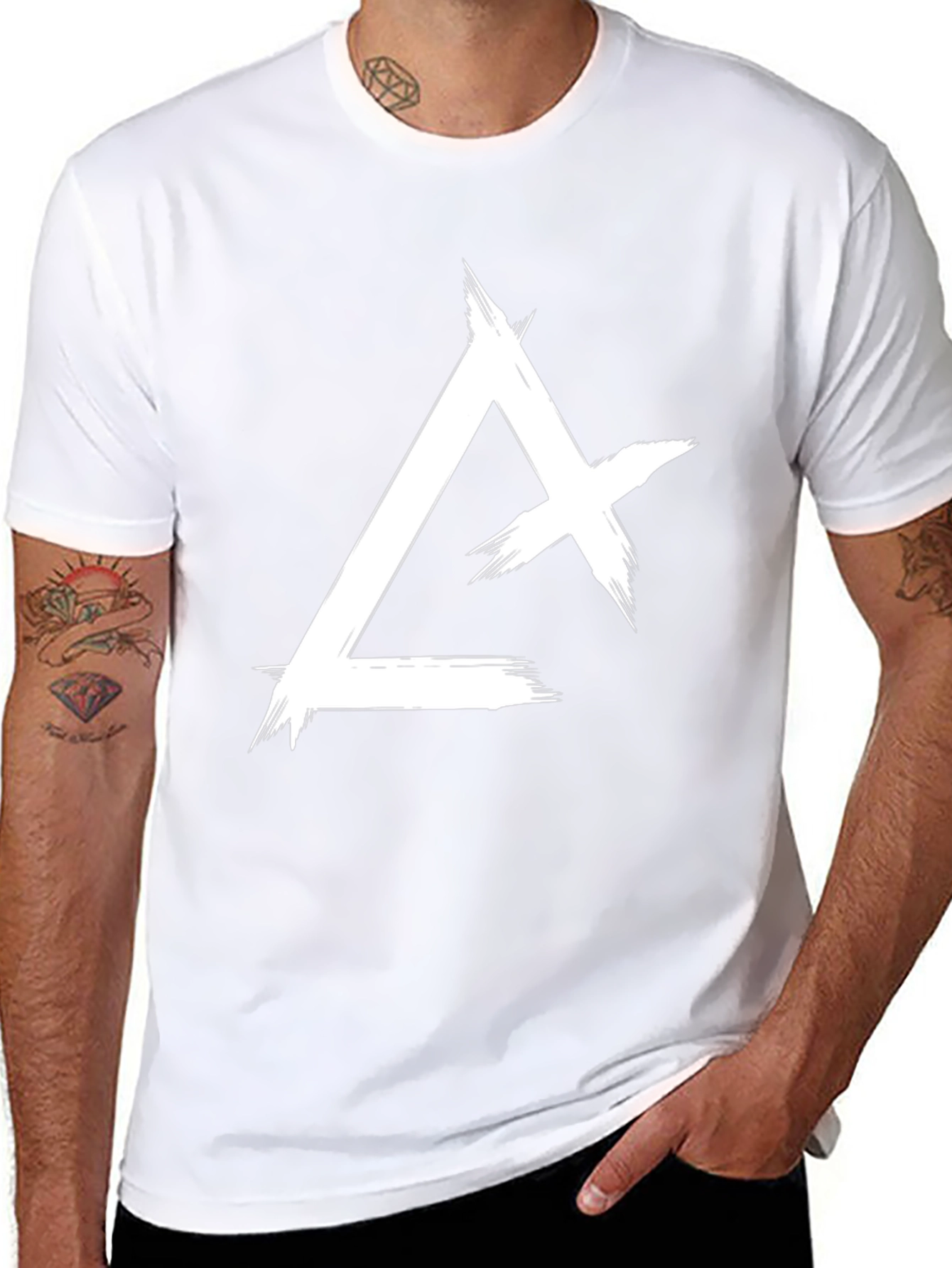 Abstract Triangle Graphic Tee - Black