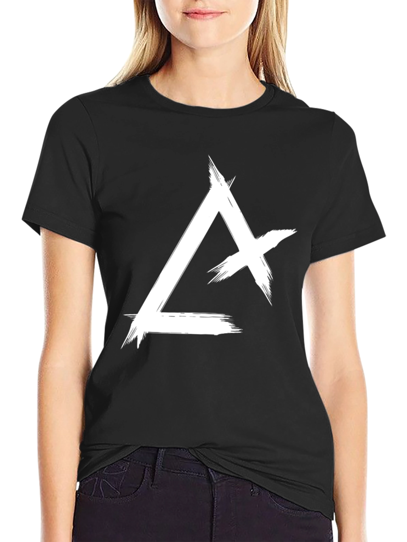 Abstract Triangle Graphic Tee - Black