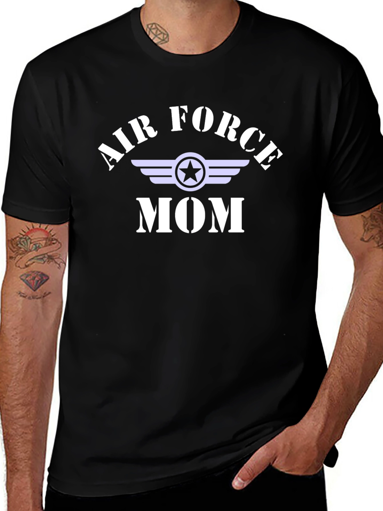 Air Force Mom Graphic T-Shirt - Black