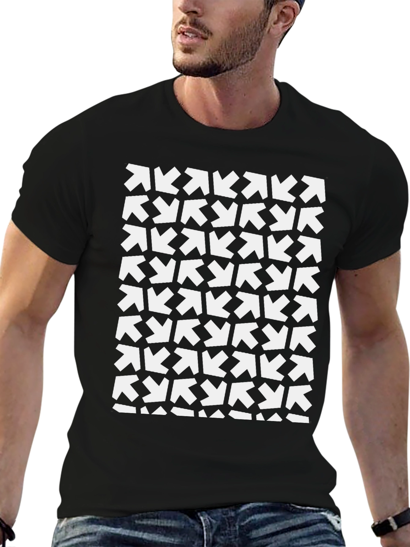 Arrow Pattern Black Tee