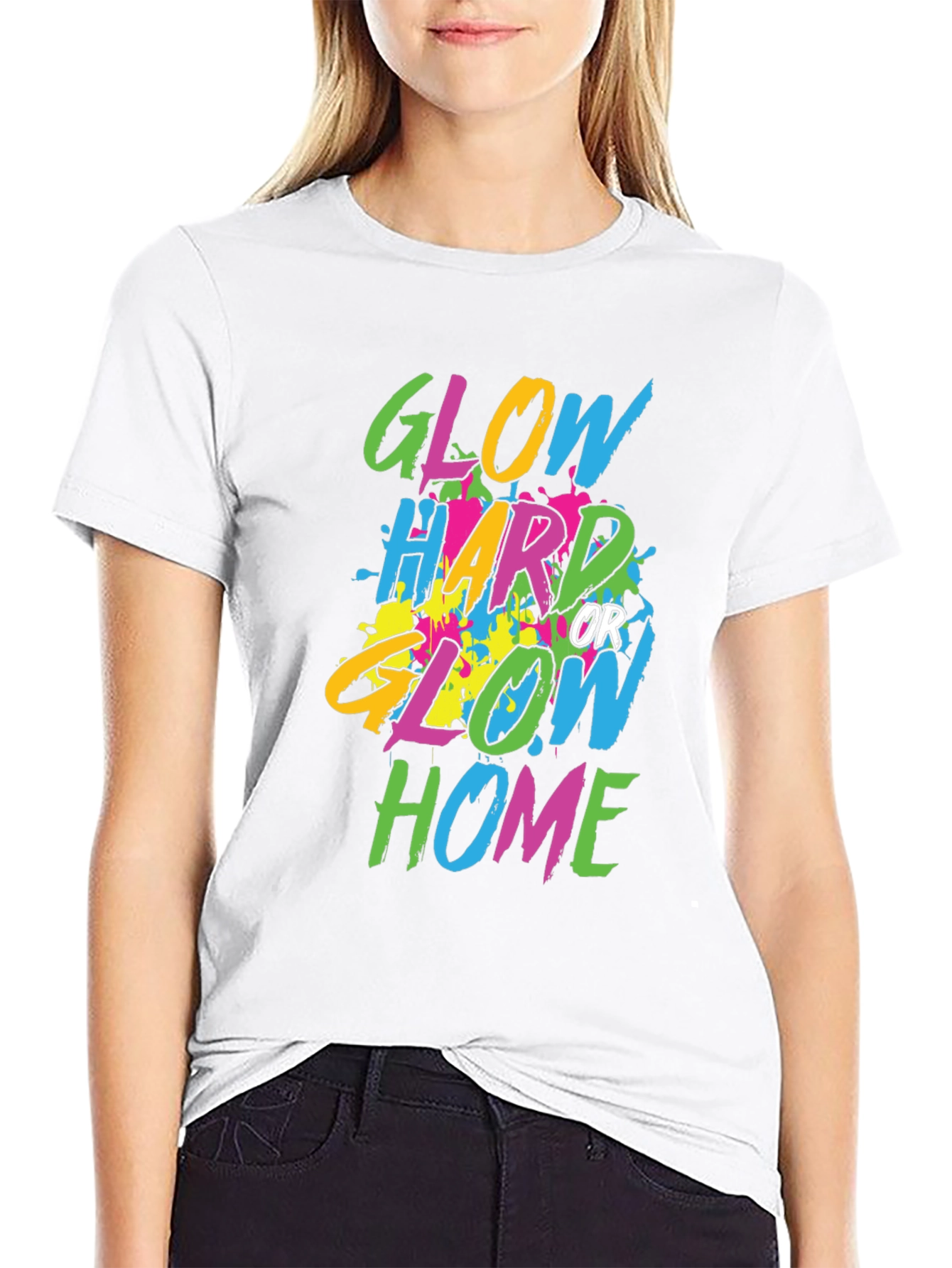 Glow Hard or Glow Home Black Graphic Tee