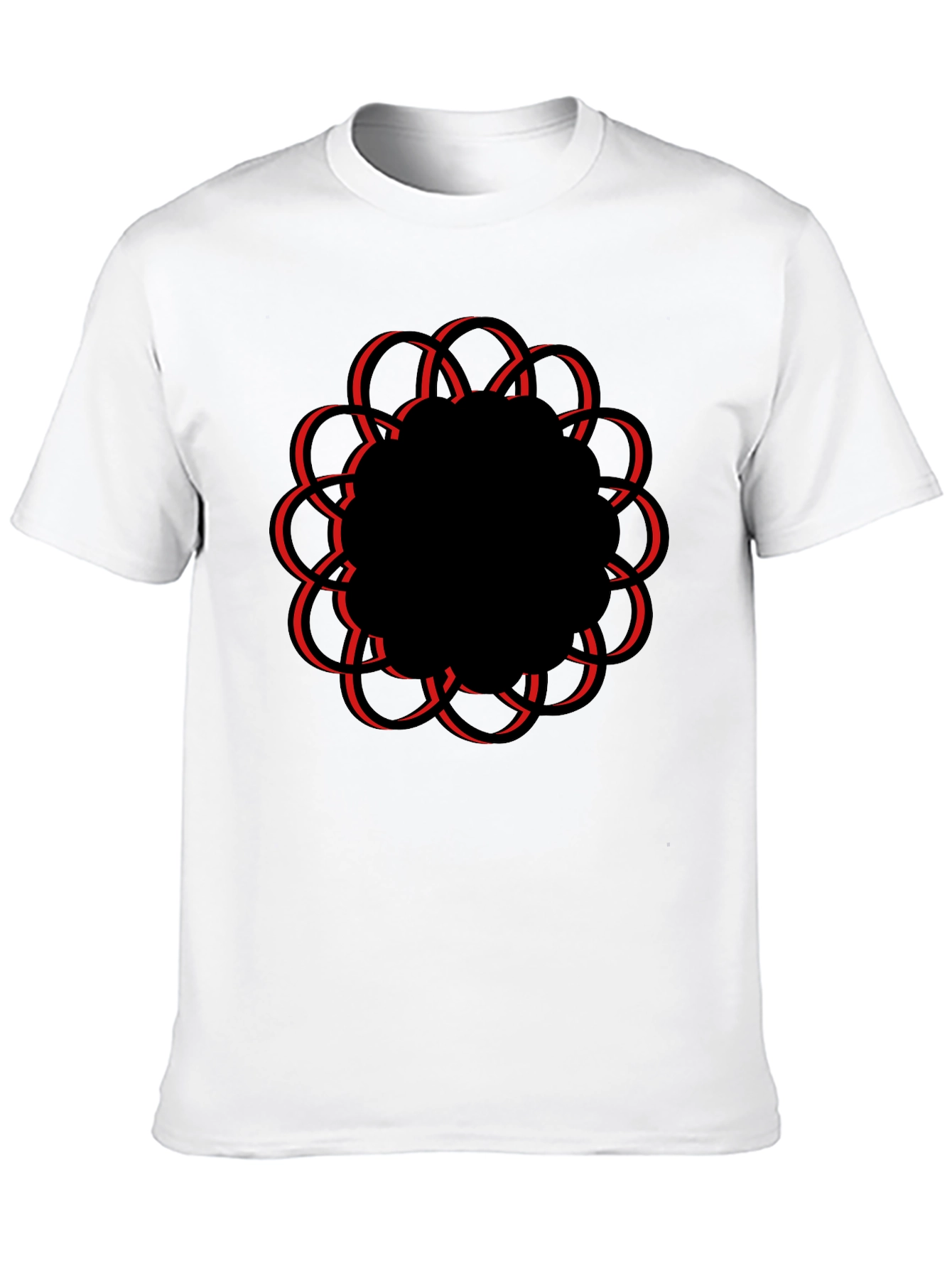 Geometric Flower Graphic Tee - Casual Black T-Shirt