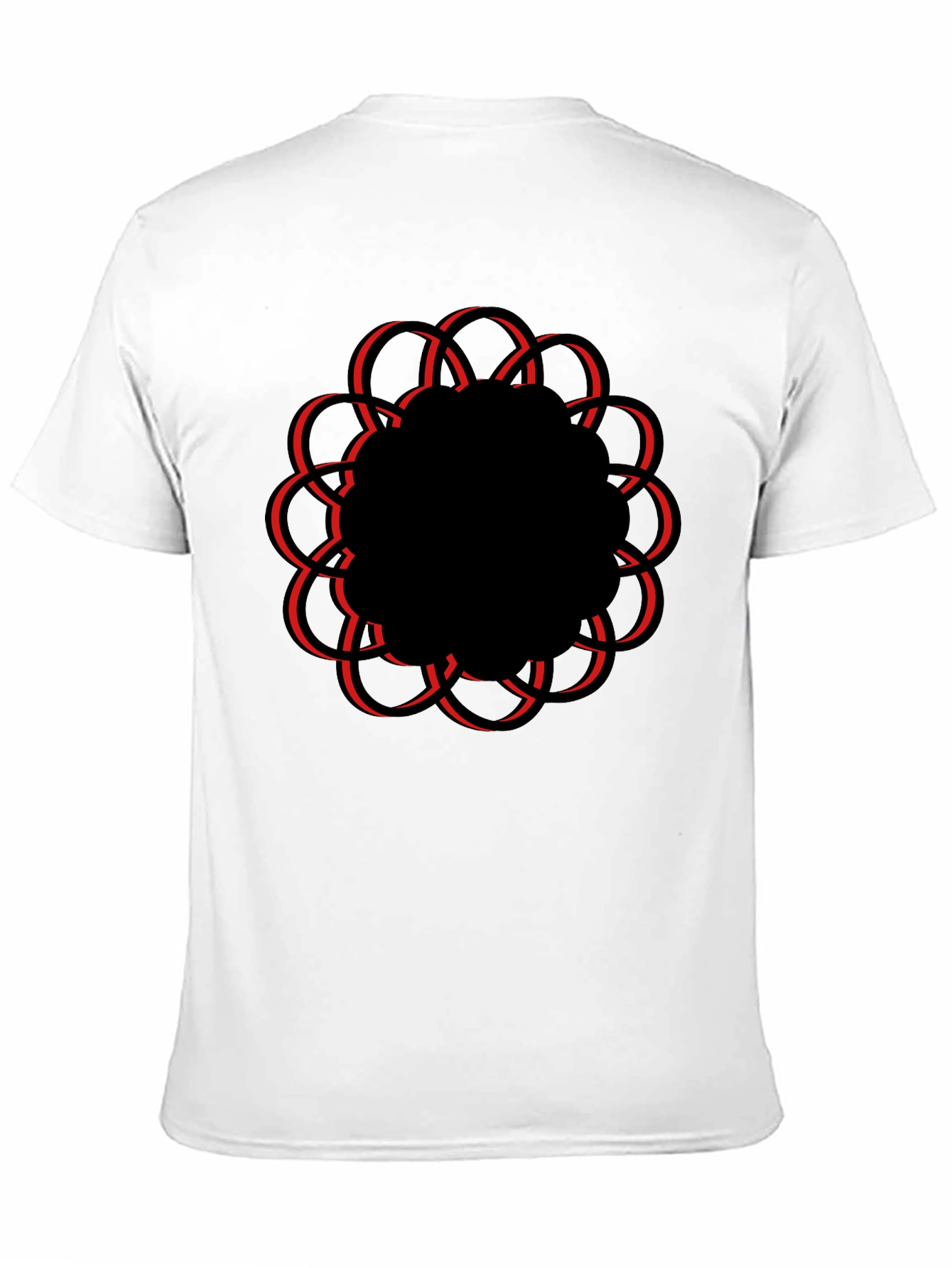Geometric Flower Graphic Tee - Casual Black T-Shirt
