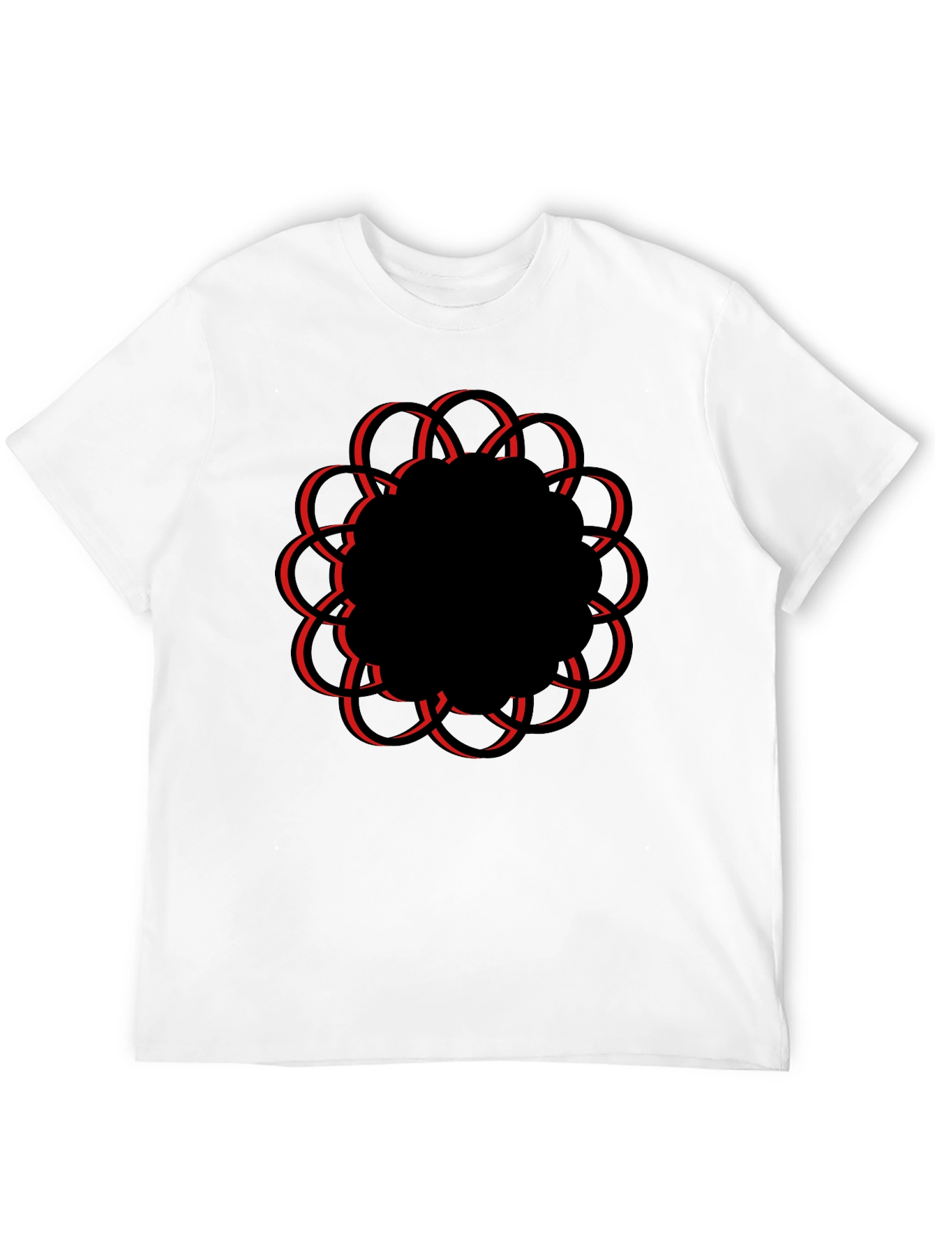 Geometric Flower Graphic Tee - Casual Black T-Shirt
