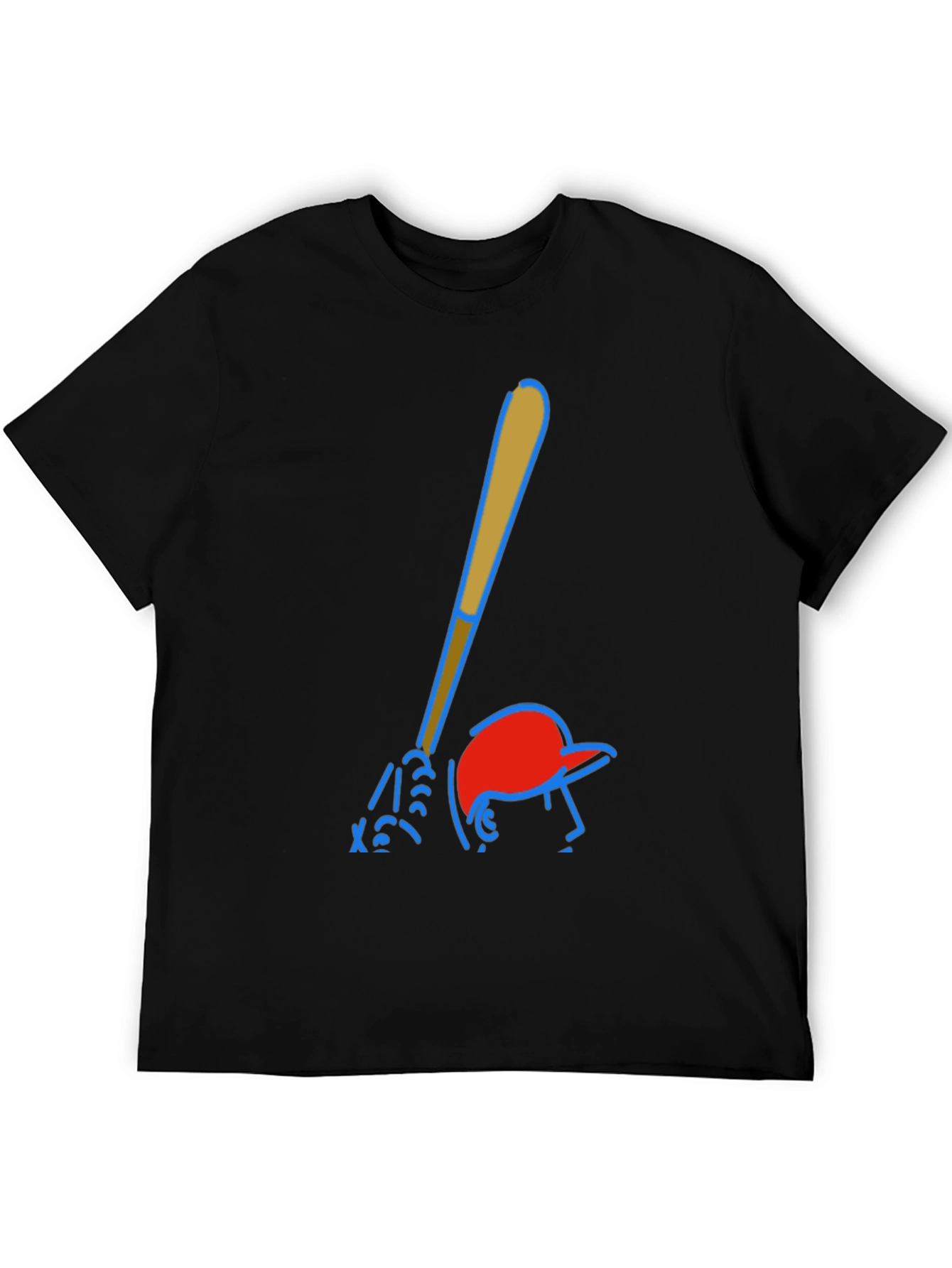 Baseball Player Graphic Tee - Classic Black Cotton