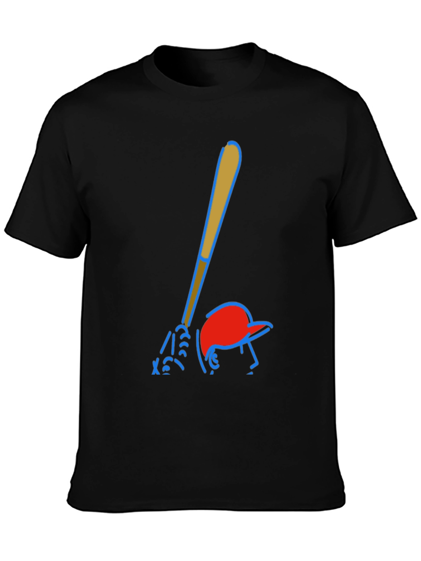 Baseball Player Graphic Tee - Classic Black Cotton