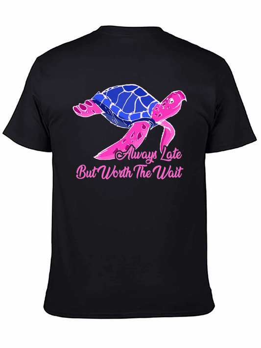 Always Late Turtle Graphic Tee - Unisex Black T-Shirt