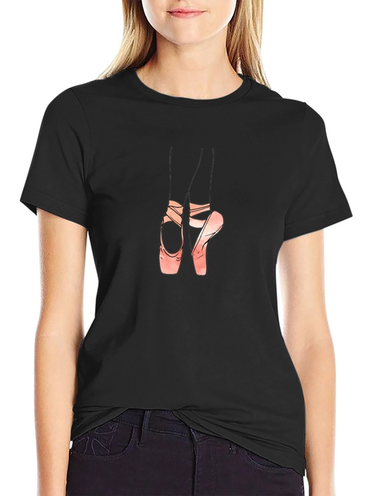 Ballet Shoes Graphic Tee - Black Cotton Comfort Fit