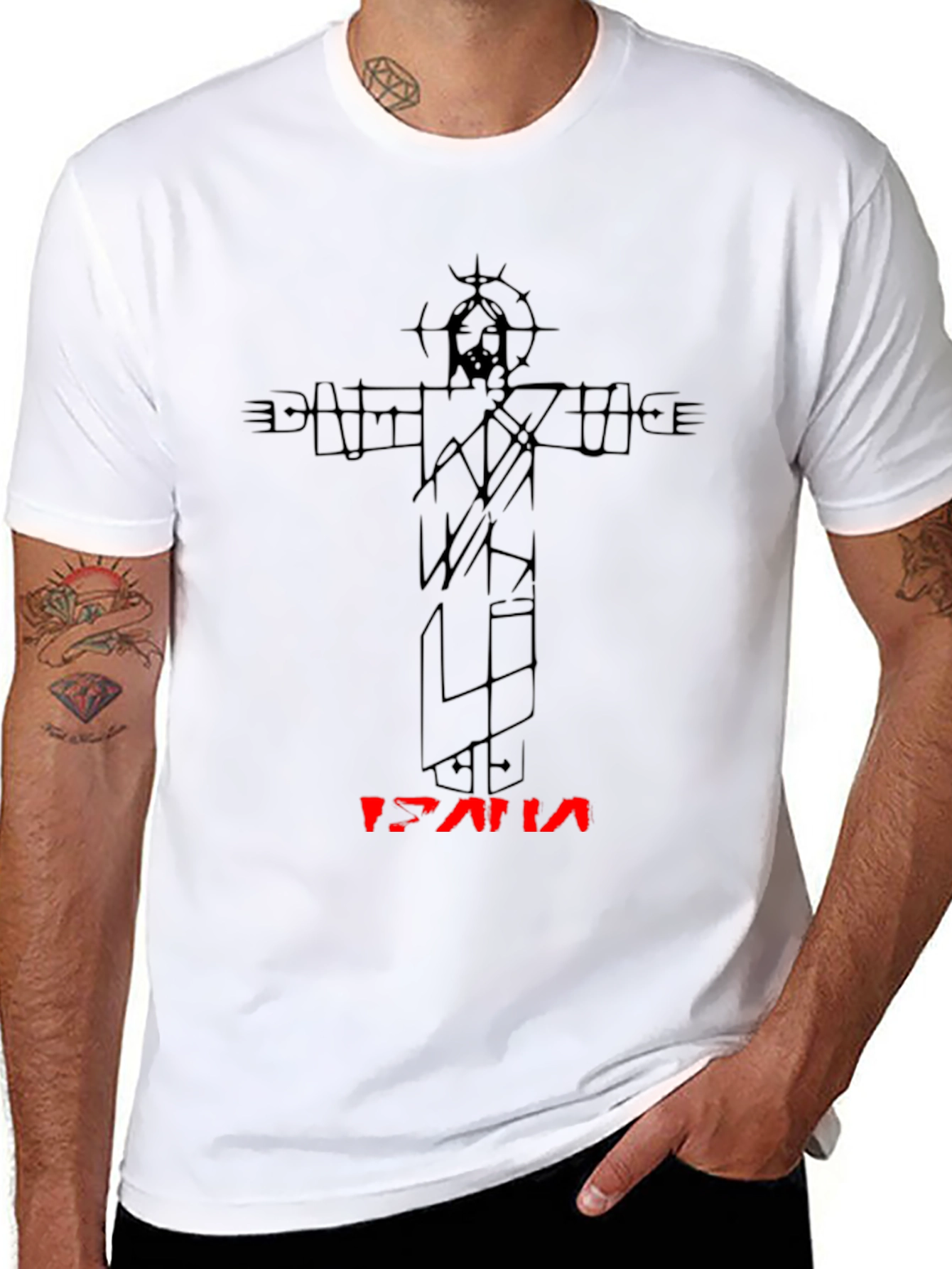 Abstract Jesus Graphic Black Tee