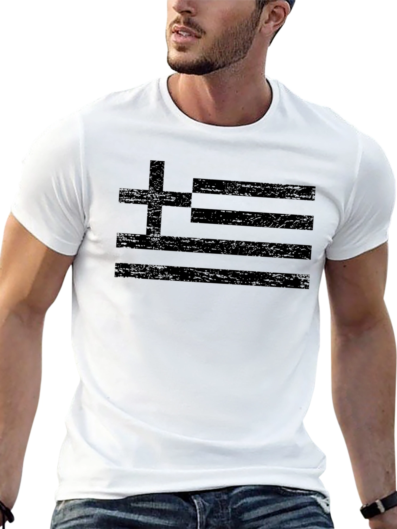 Greek Flag Black T-Shirt