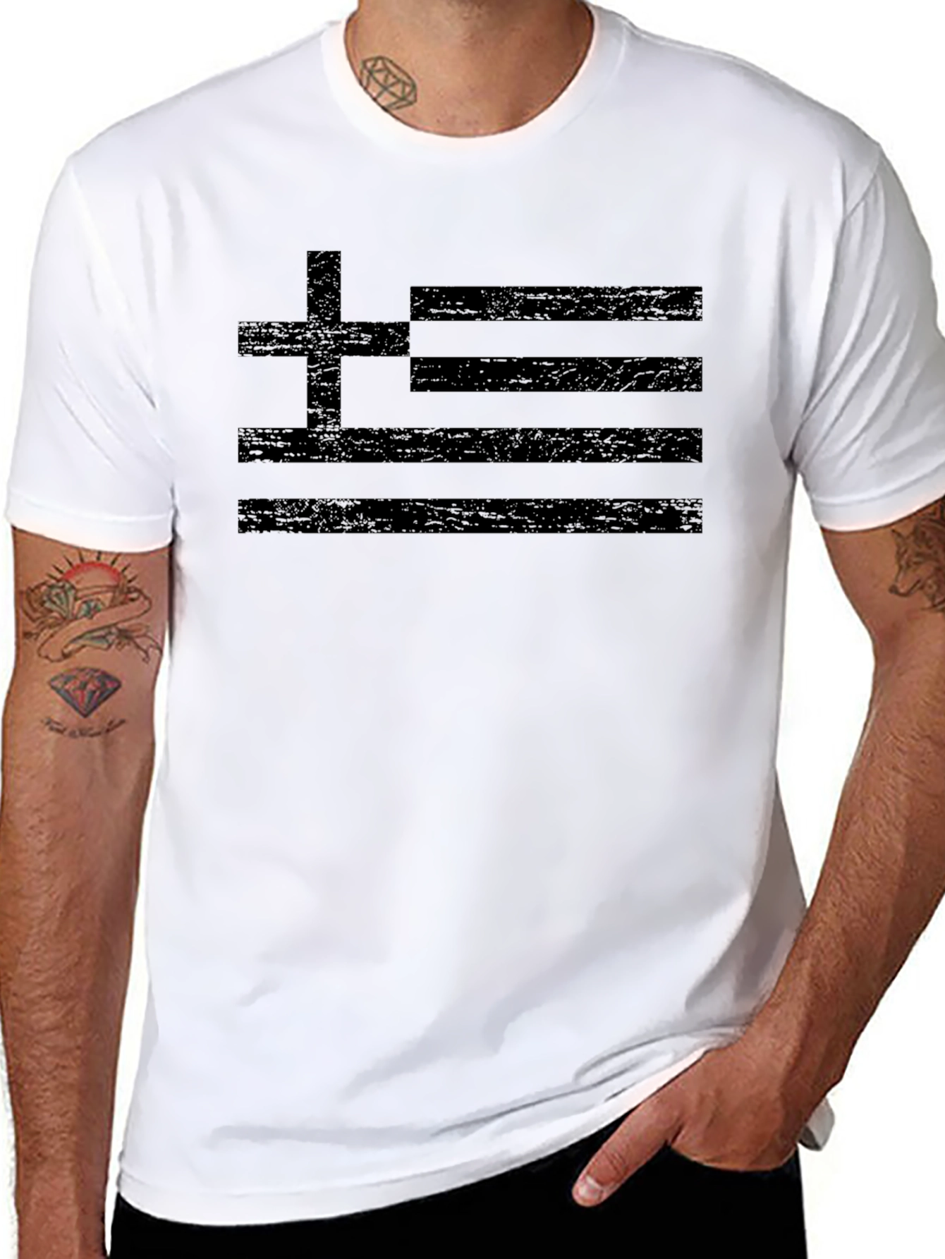 Greek Flag Black T-Shirt