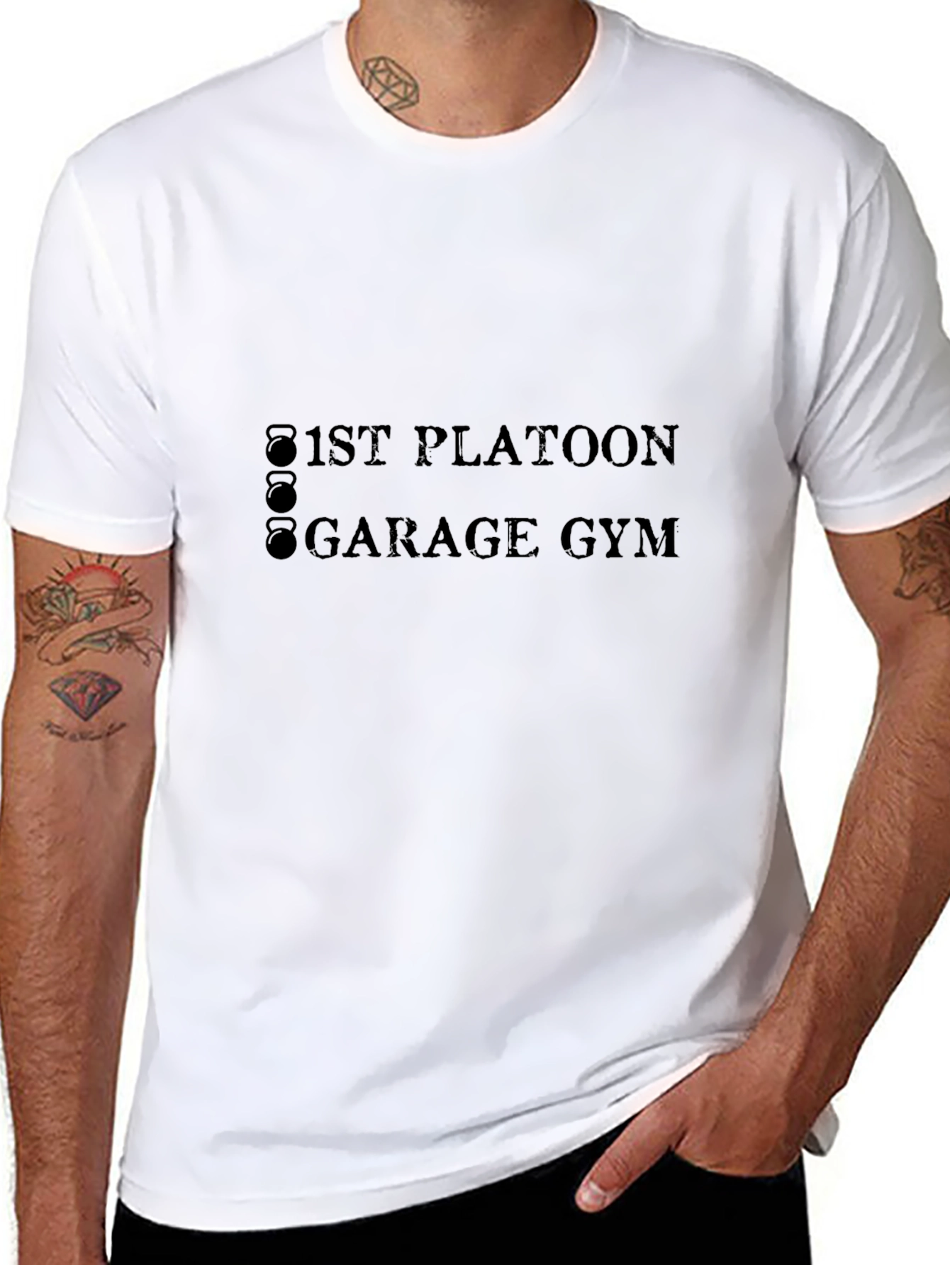 1st Platoon Garage Gym Black T-Shirt