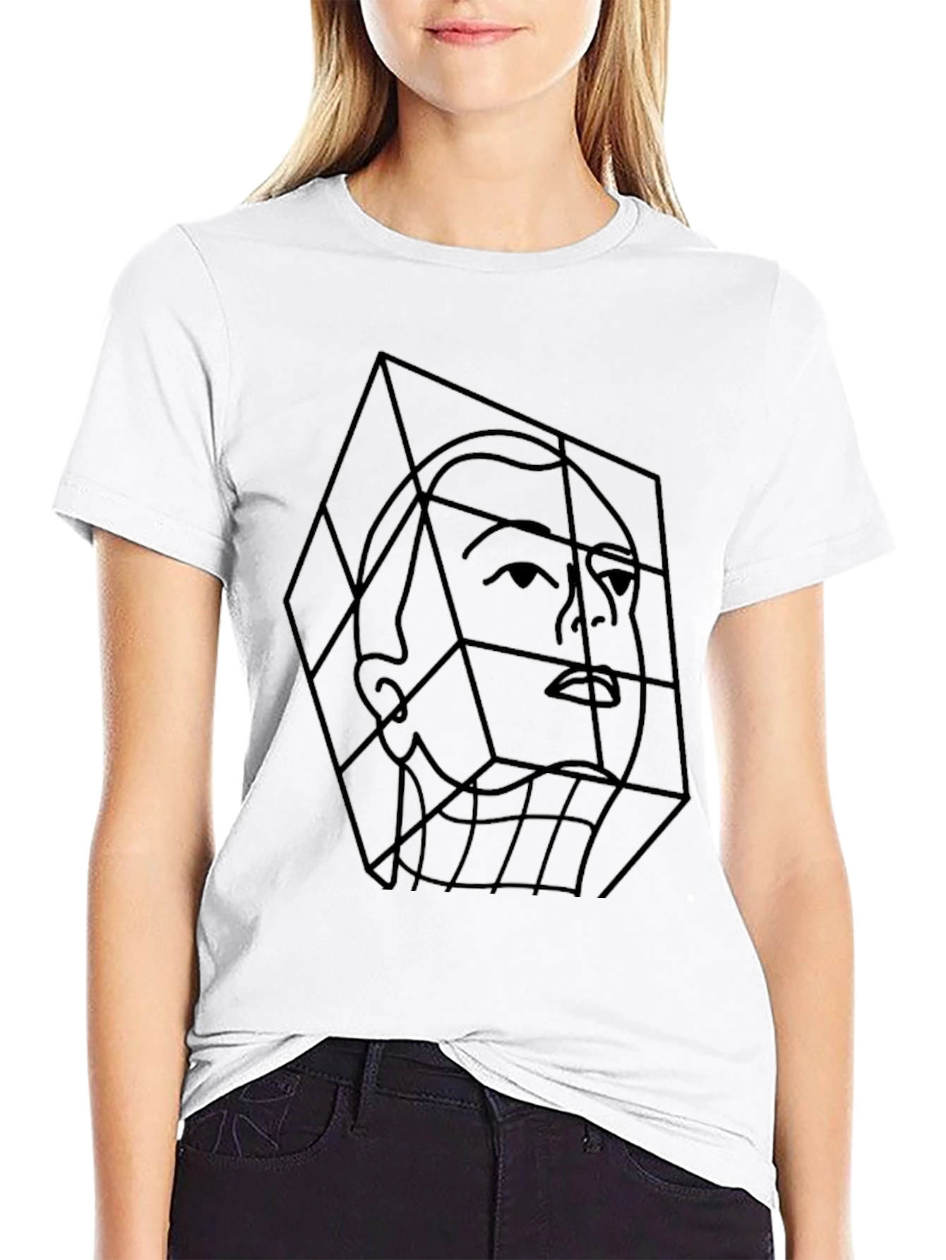 Geometric Face Tee - Modern Art T-Shirt