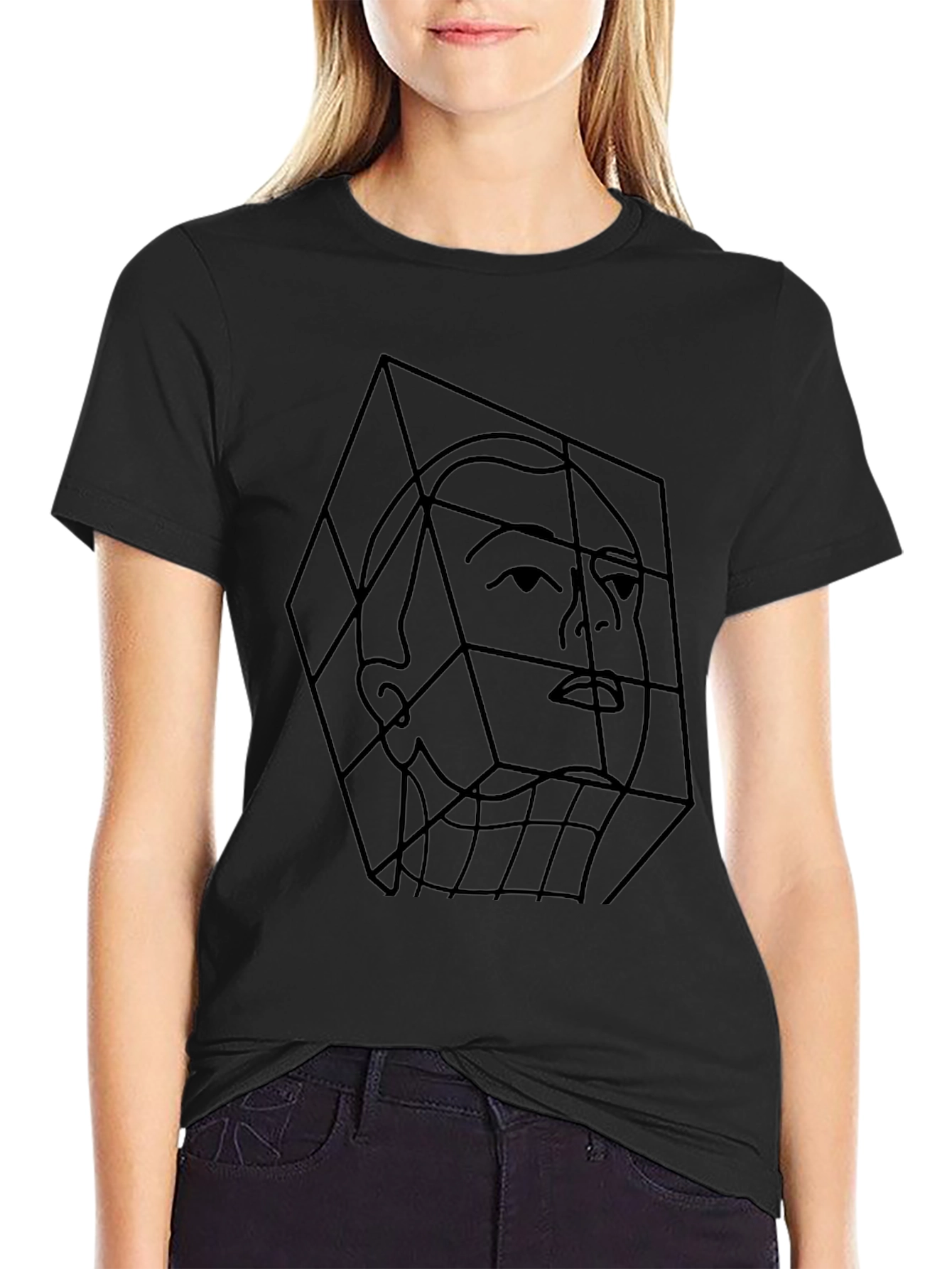 Geometric Face Tee - Modern Art T-Shirt