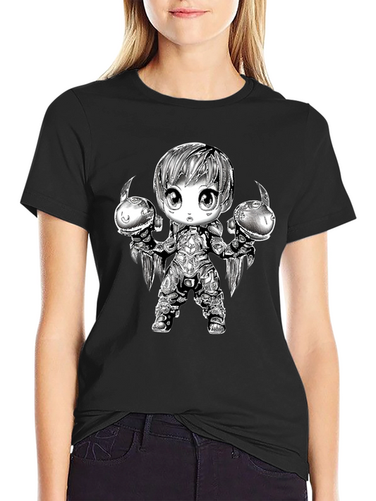 Anime Warrior Graphic Black T-Shirt