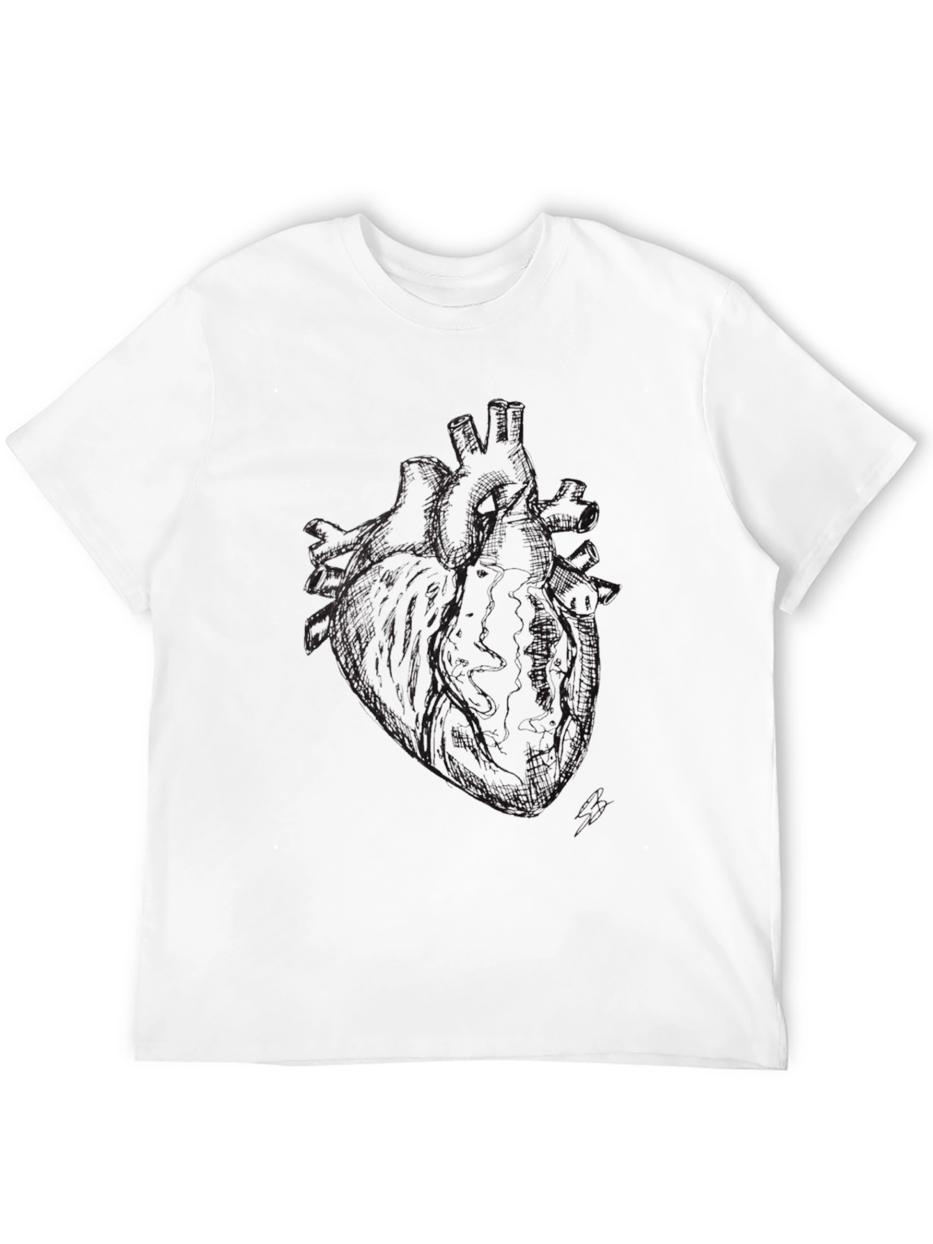 Anatomical Heart Print Black T-Shirt