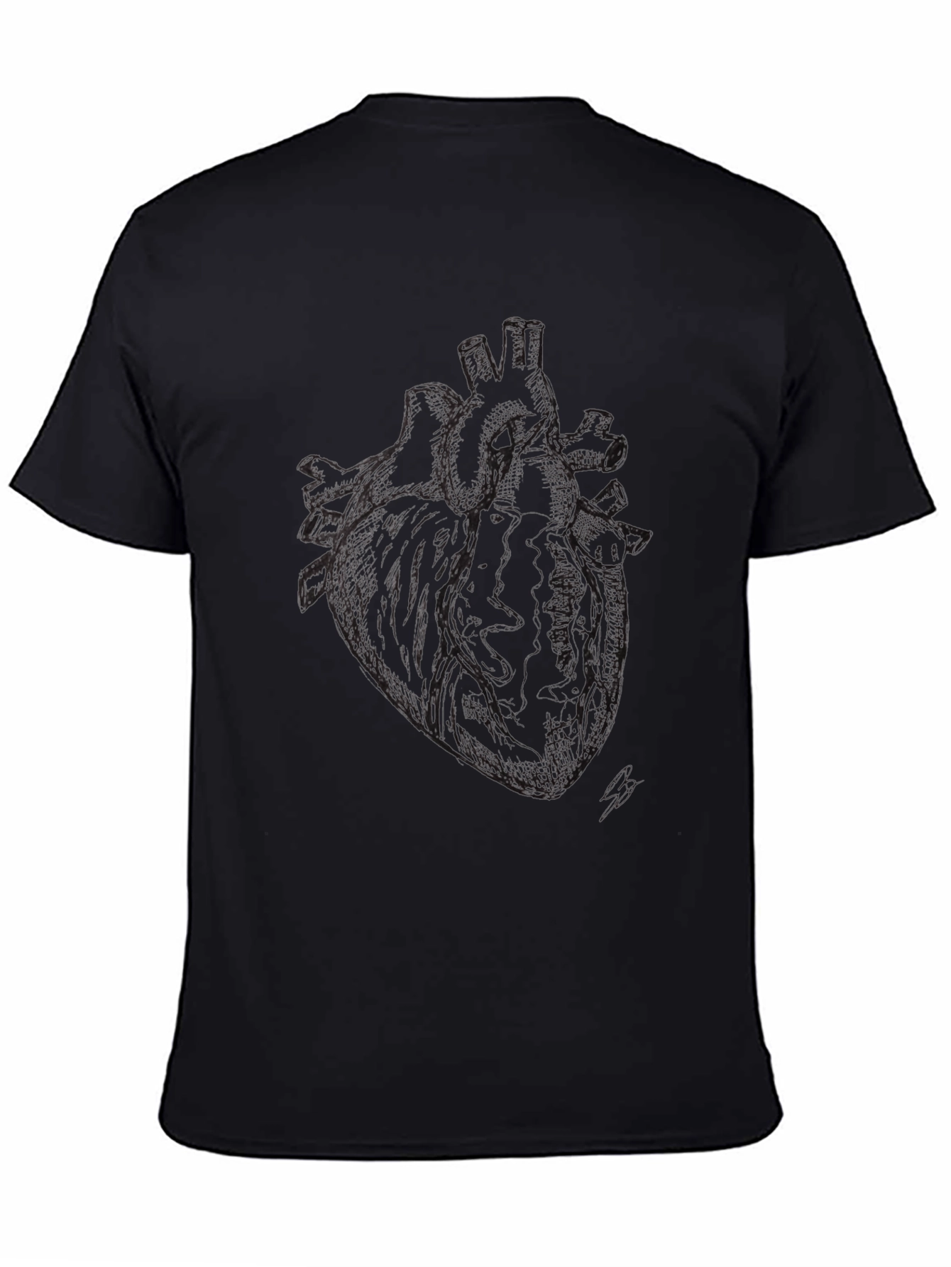 Anatomical Heart Print Black T-Shirt