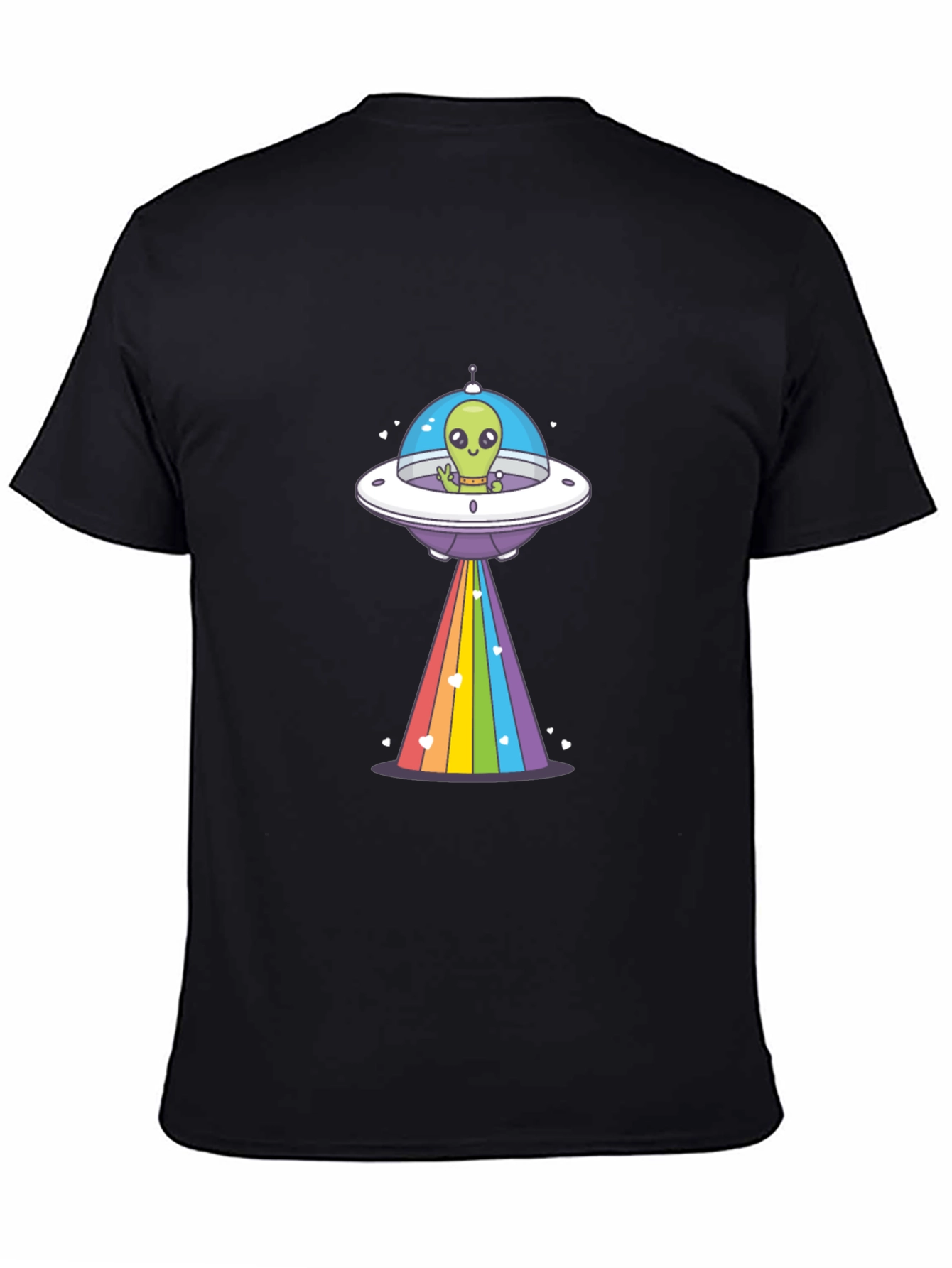 Alien UFO Rainbow Beam Graphic T-Shirt
