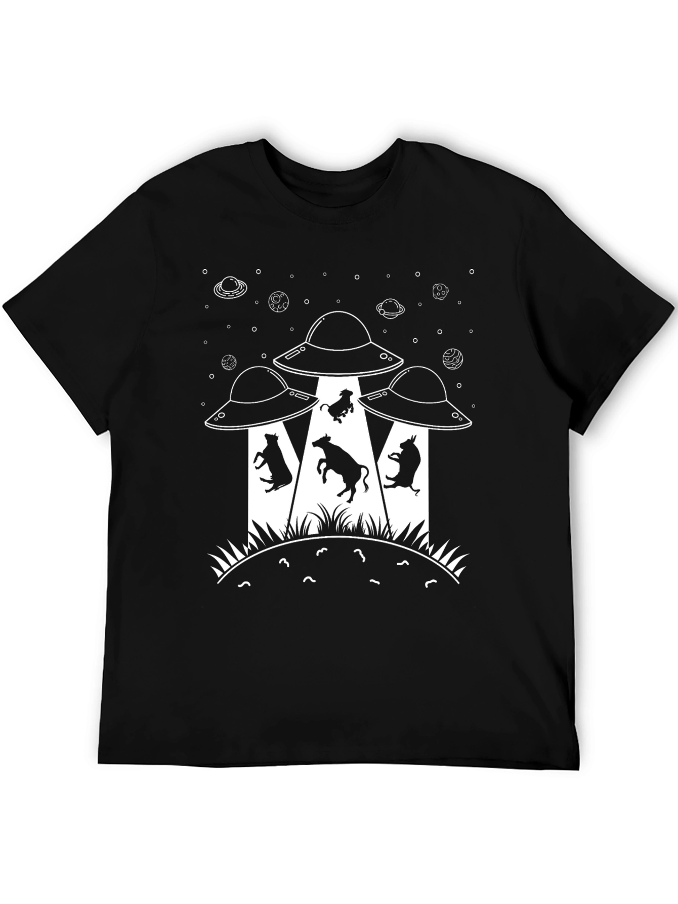 Alien Cow Abduction Graphic T-Shirt