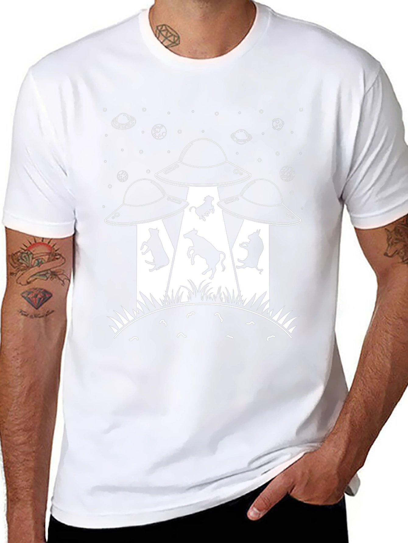 Alien Cow Abduction Graphic T-Shirt